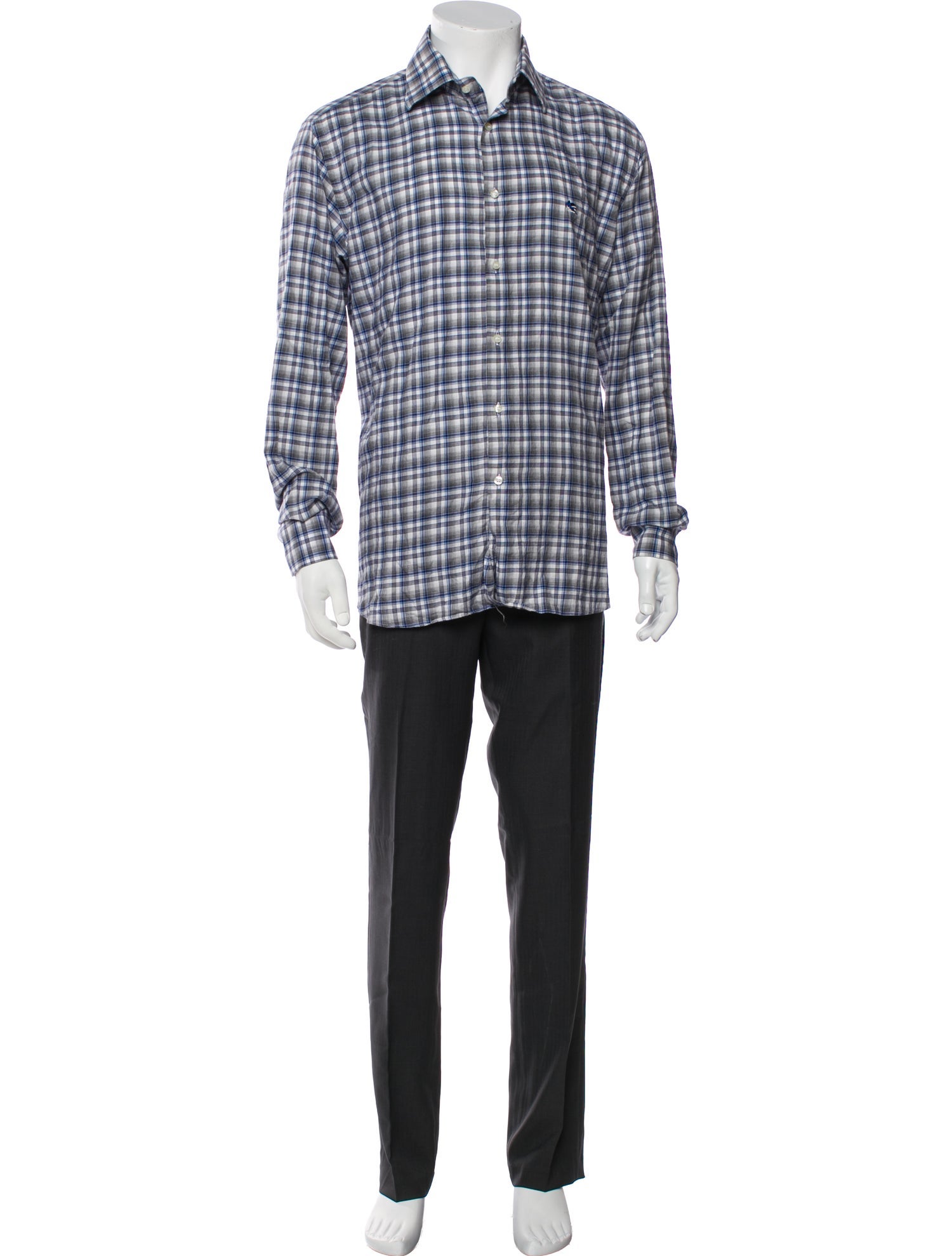 Etro Plaid Print Long Sleeve Shirt