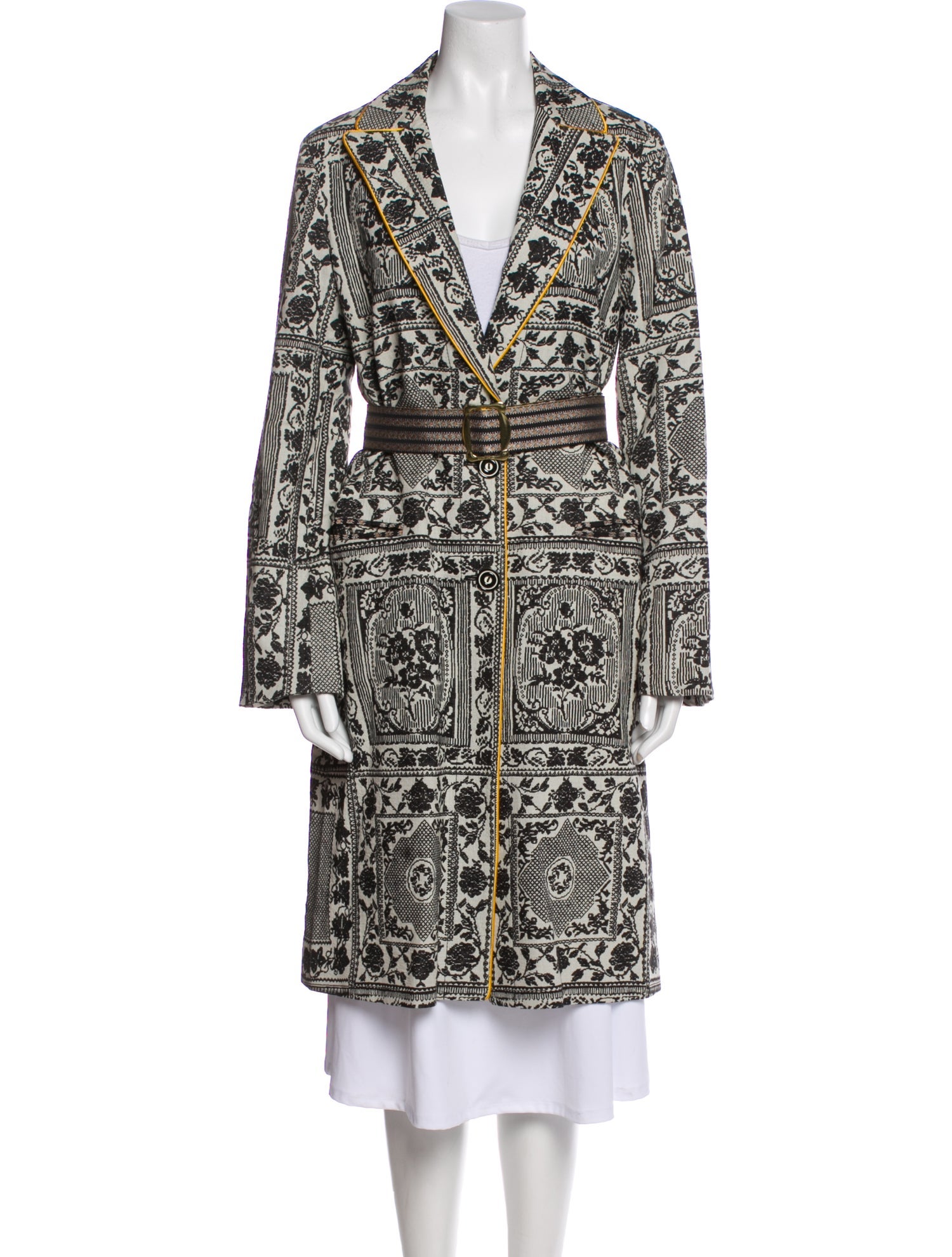 Etro Linen Printed Trench Coat