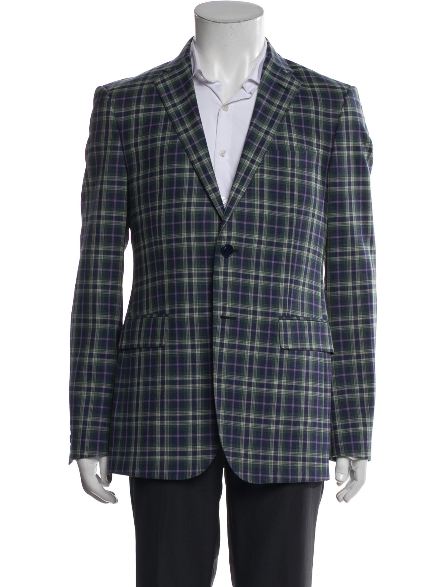 Etro Wool Plaid Print Blazer