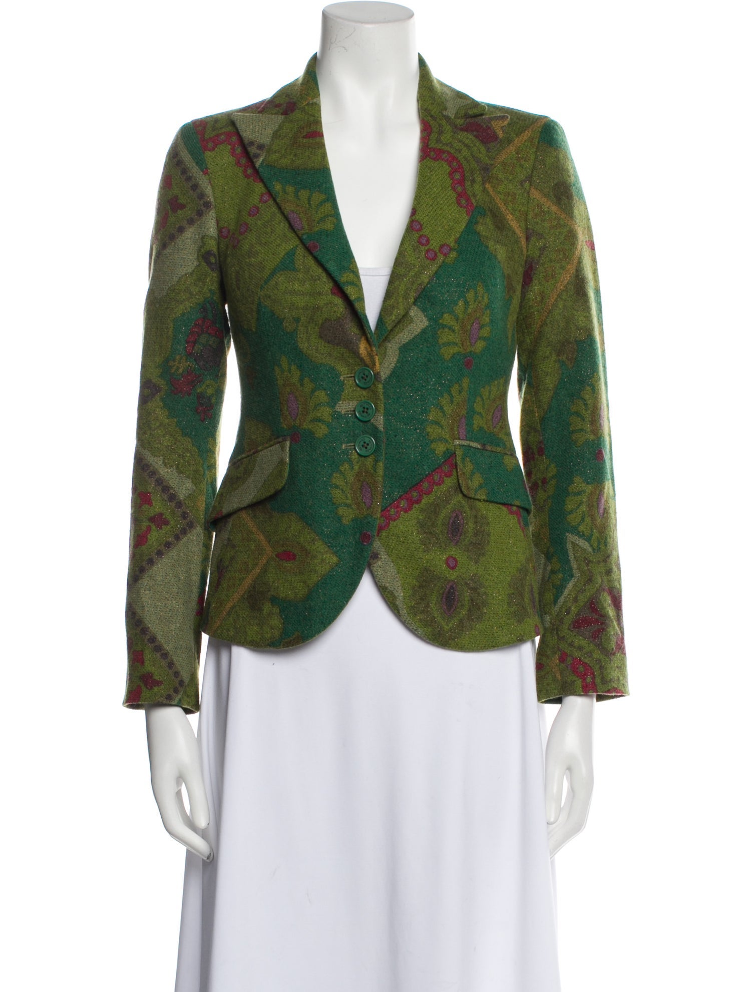 Etro Wool Floral Print Blazer