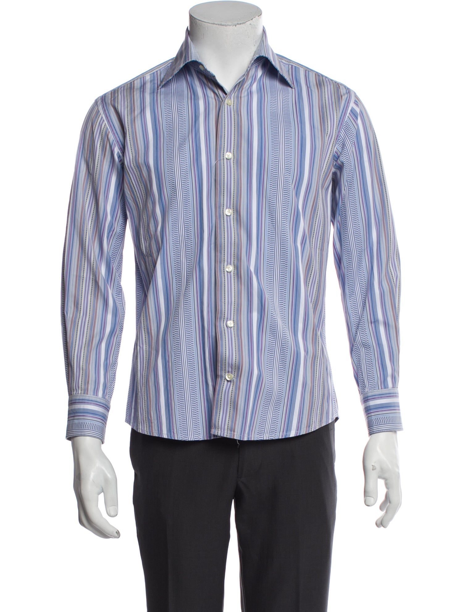 Etro Striped Long Sleeve Dress Shirt