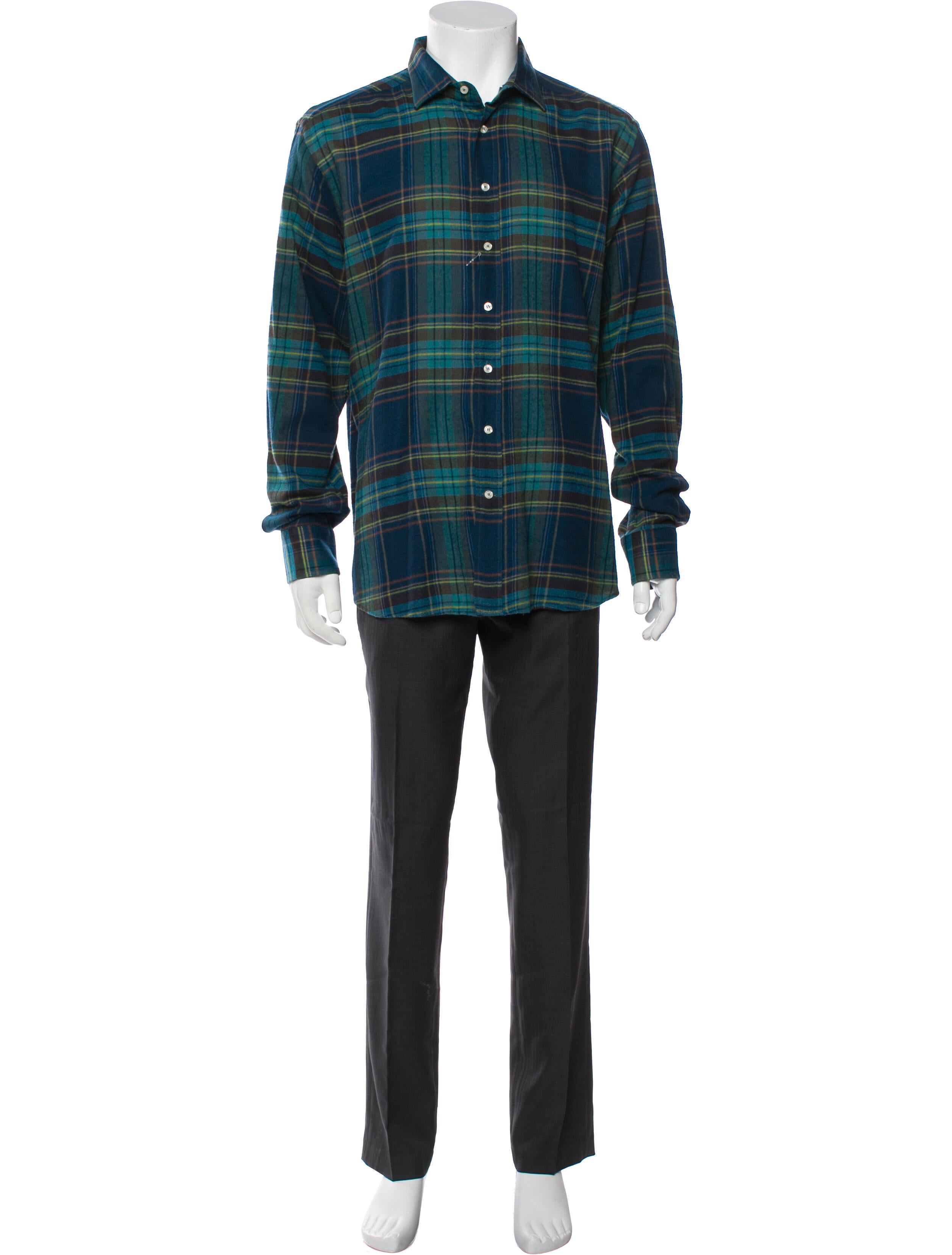 Etro Plaid Print Long Sleeve Shirt