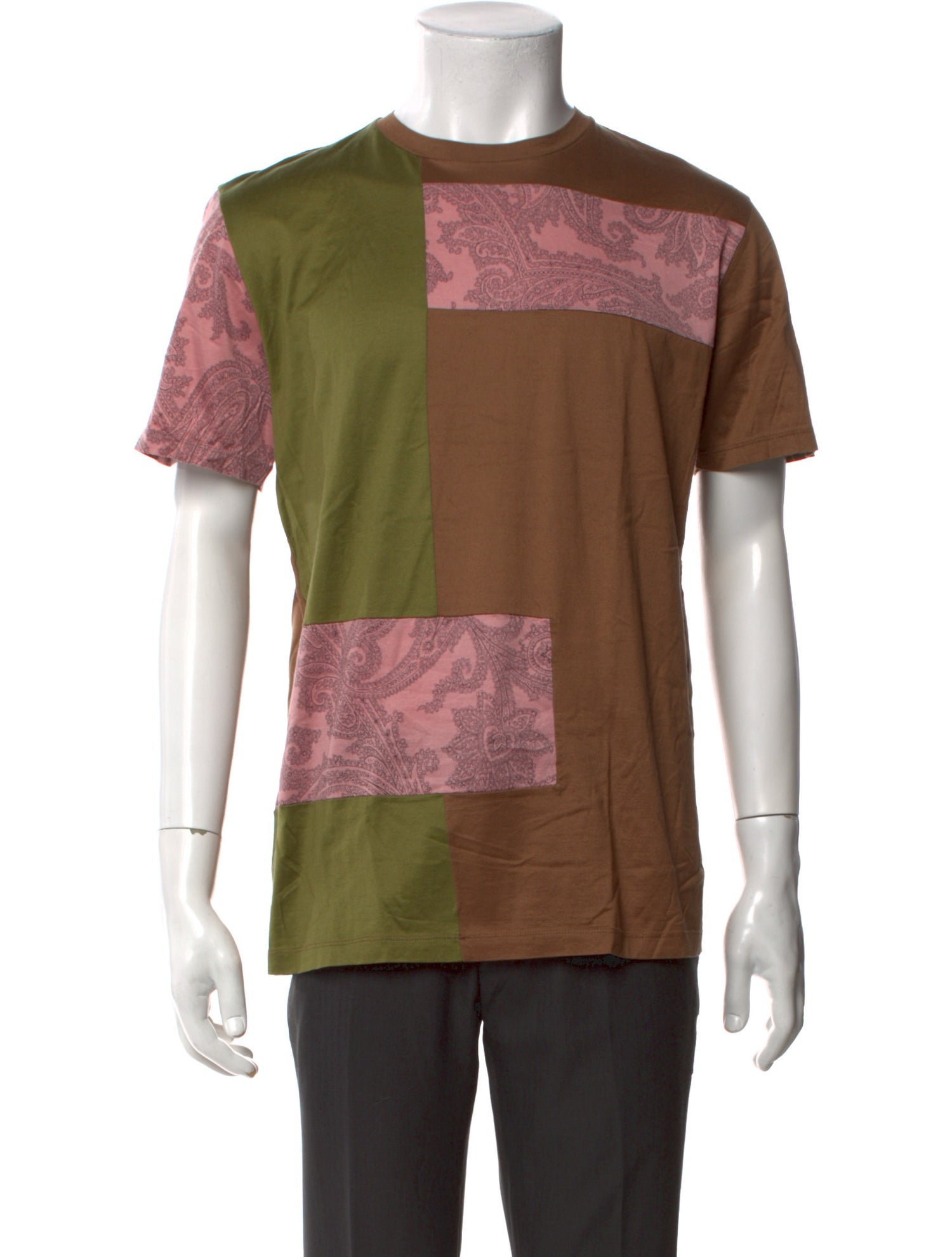 Etro Colorblock Pattern Crew Neck T-Shirt
