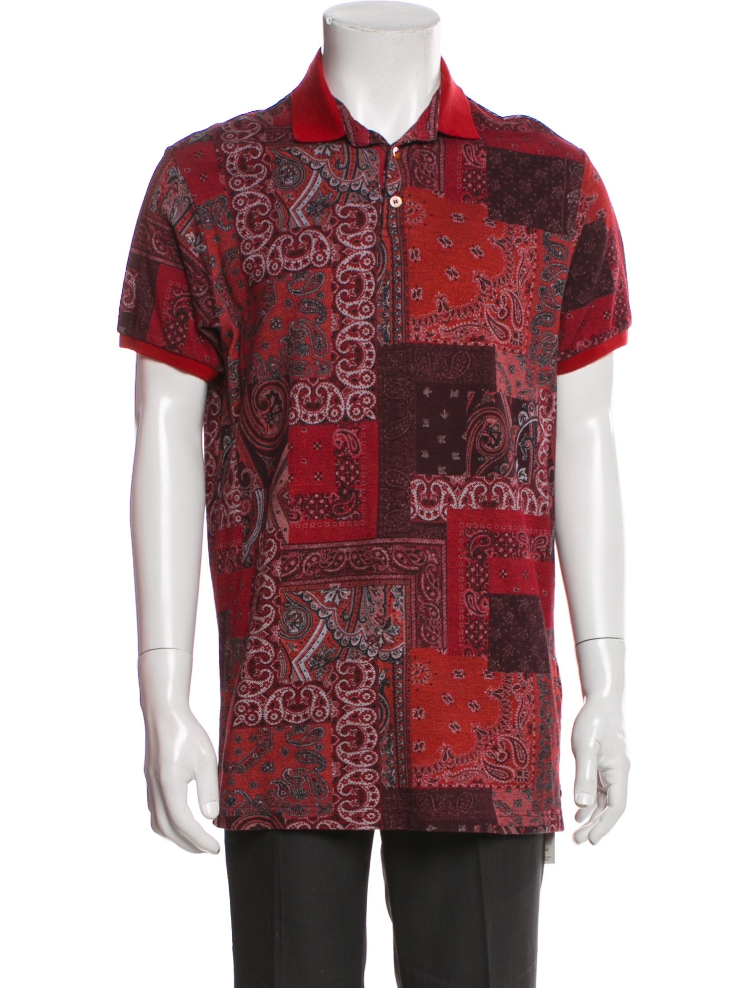 Etro Paisley Print Collar Polo Shirt