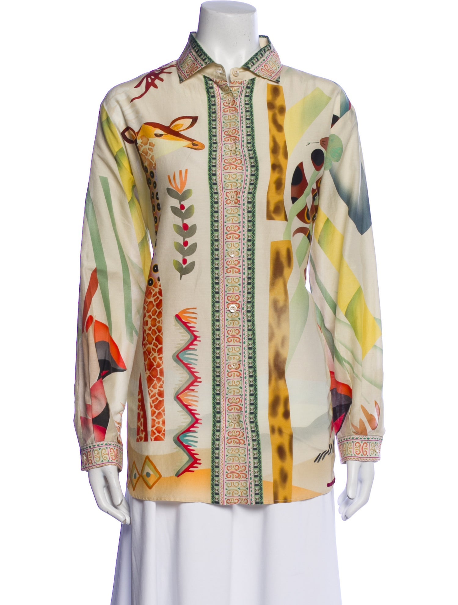 Etro Printed Long Sleeve Button-Up Top