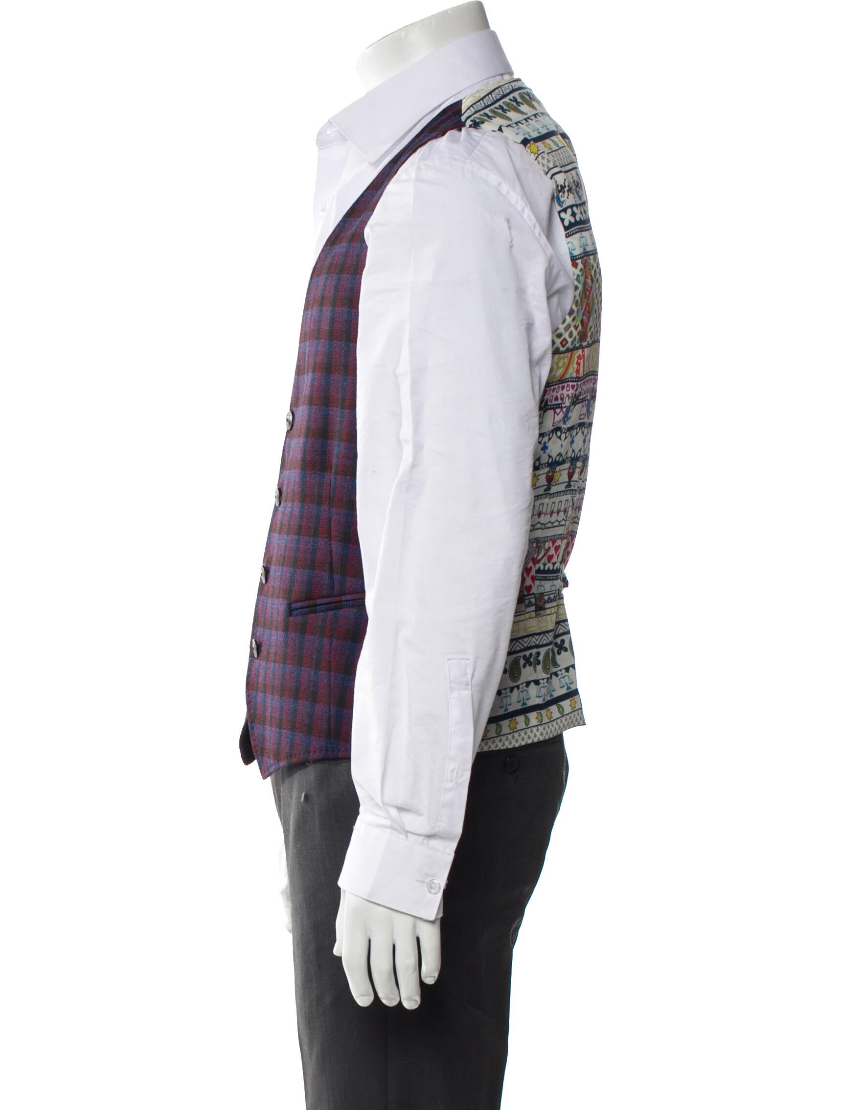 Etro Wool Plaid Print Vest