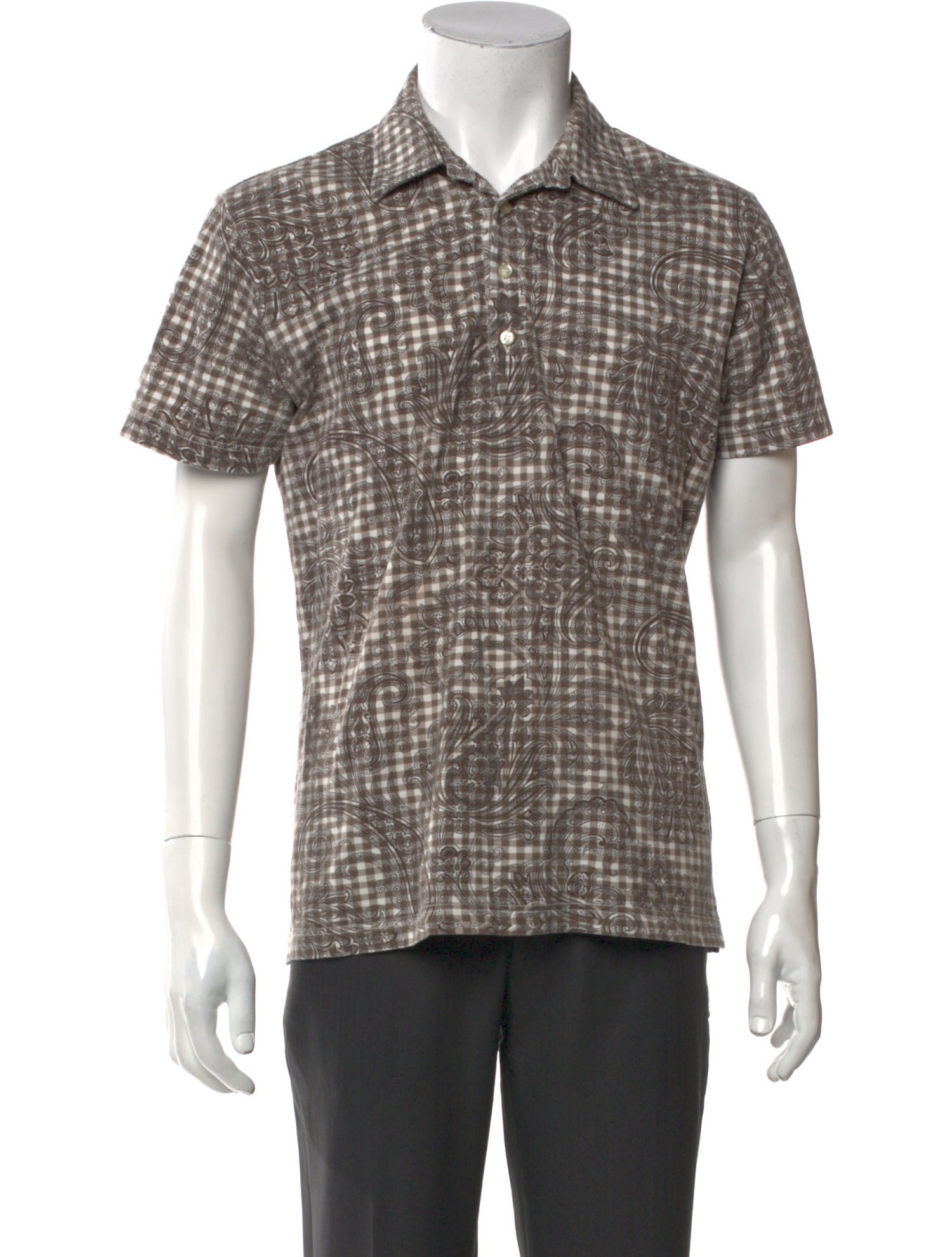 Etro Plaid Print Collar Polo Shirt