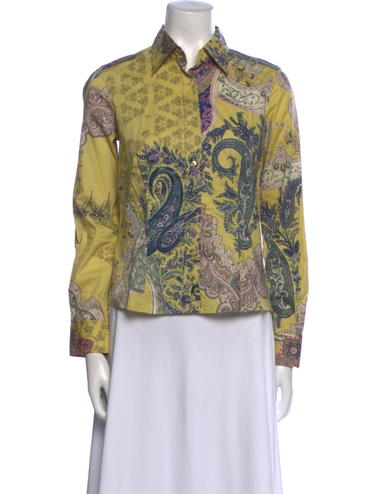 Etro Paisley Print Long Sleeve Button-Up Top