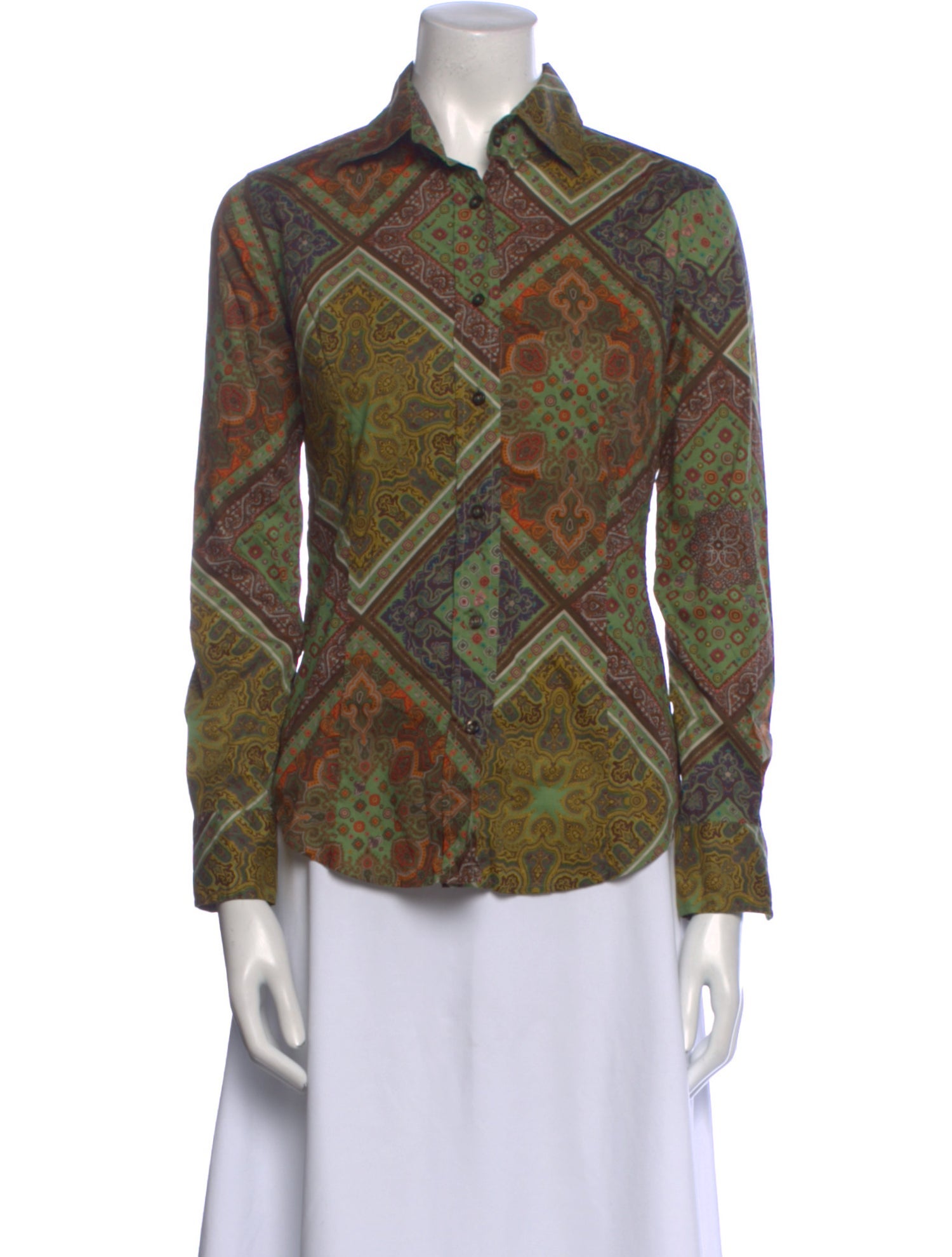 Etro Paisley Print Long Sleeve Button-Up Top