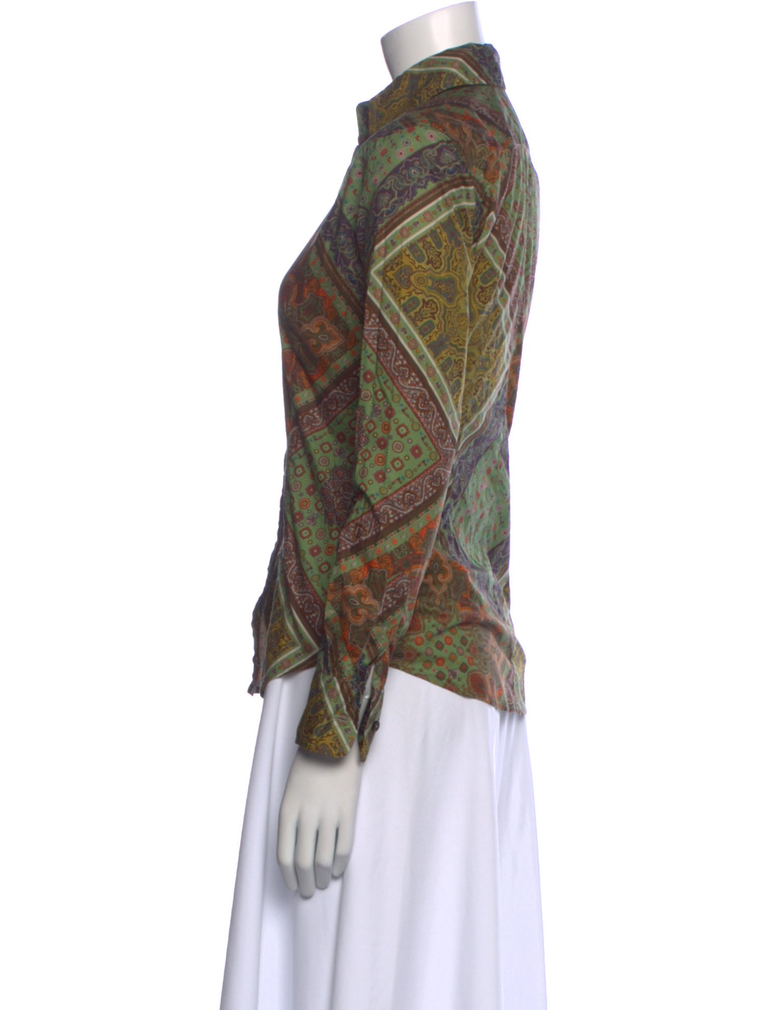 Etro Paisley Print Long Sleeve Button-Up Top