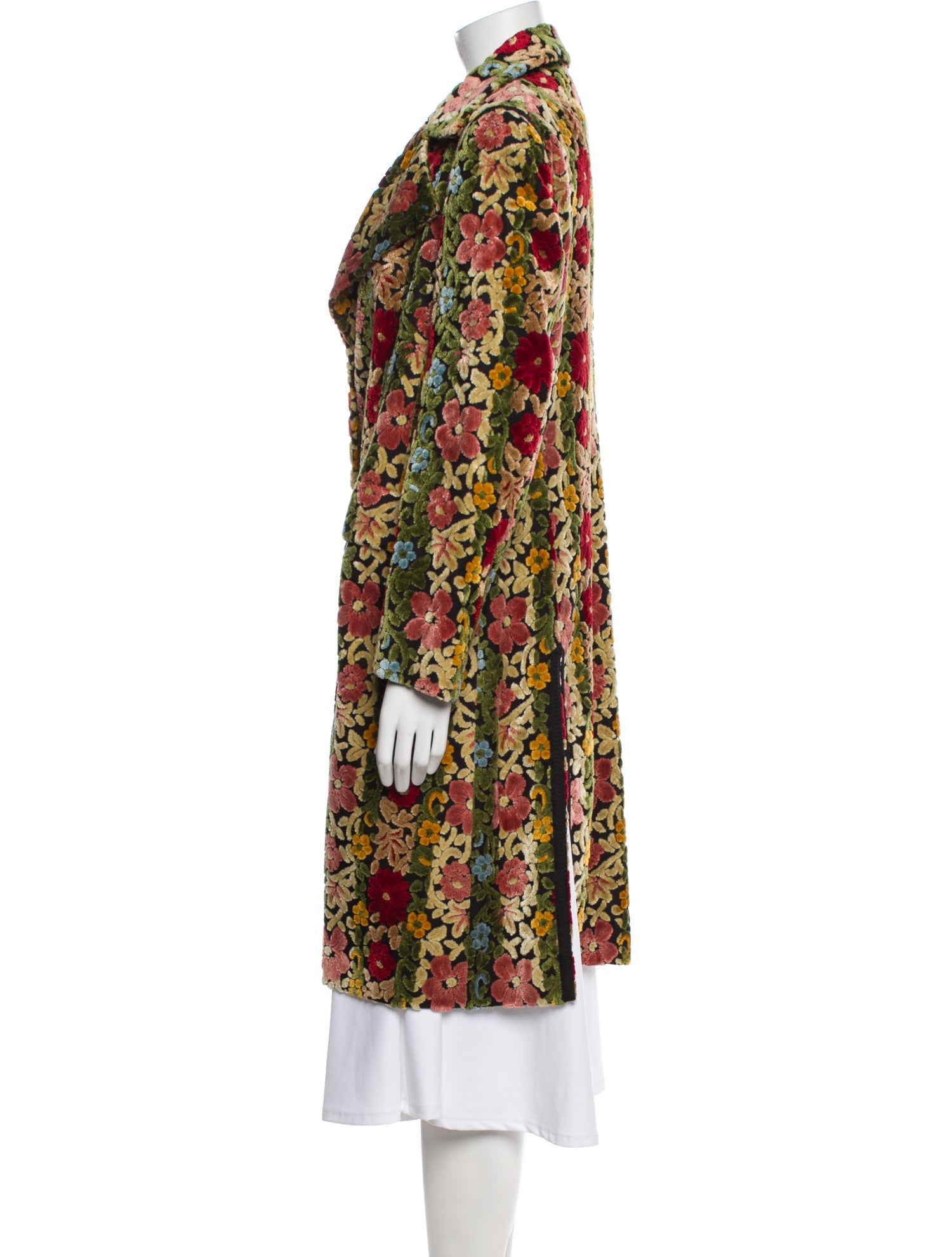 Etro Floral Print Faux Fur Coat