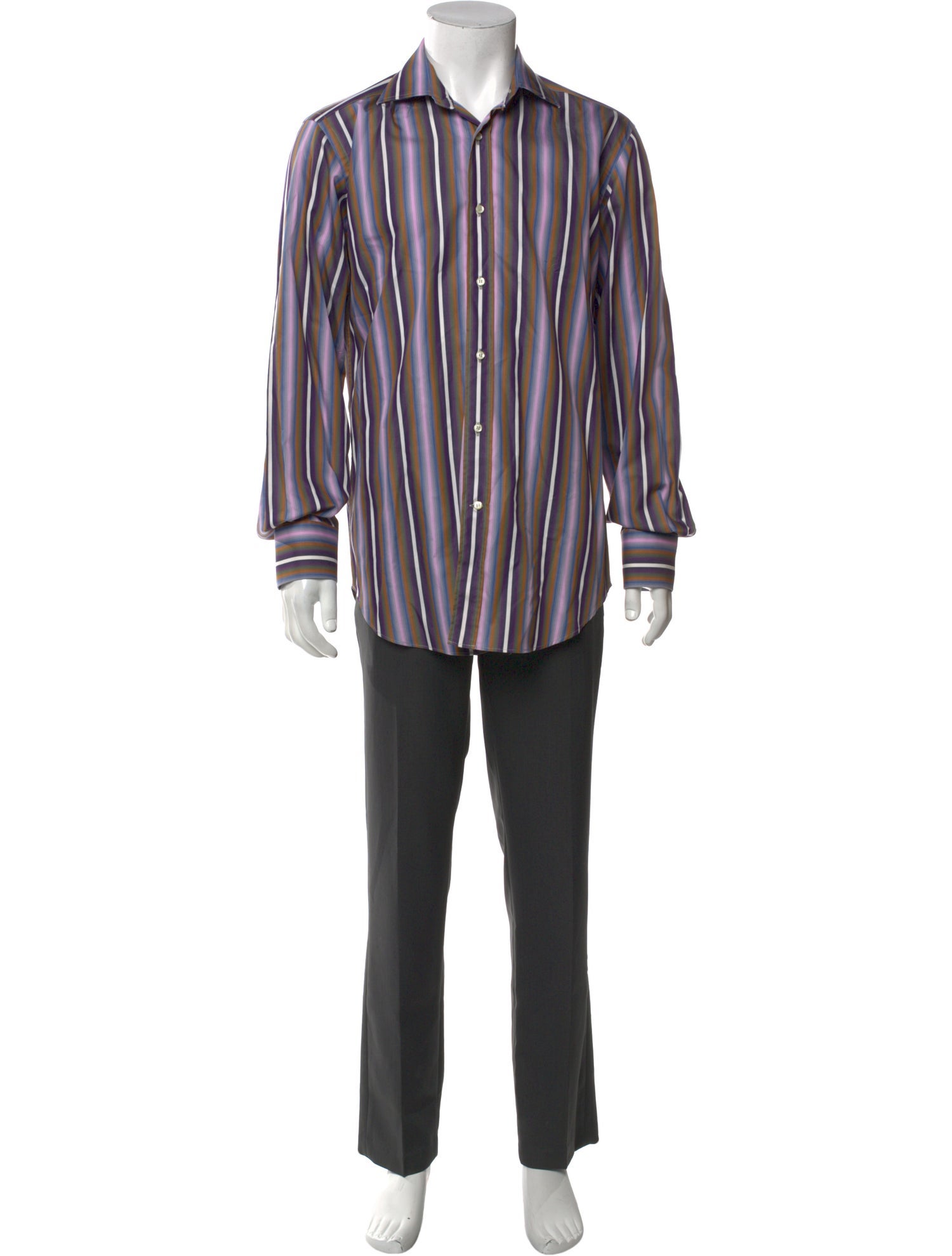 Etro Striped Long Sleeve Dress Shirt