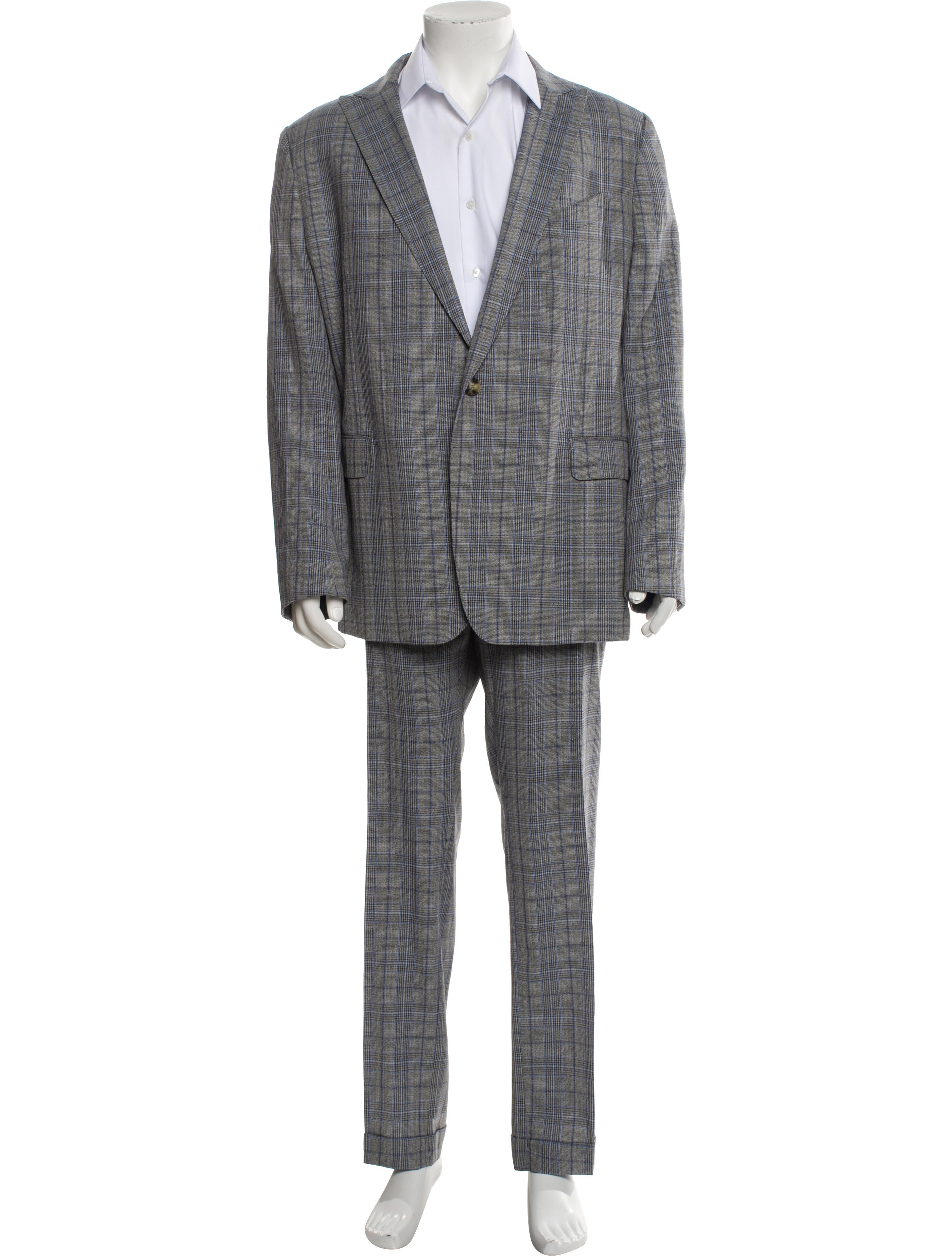 Etro Wool Plaid Print Two-Piece Suit
