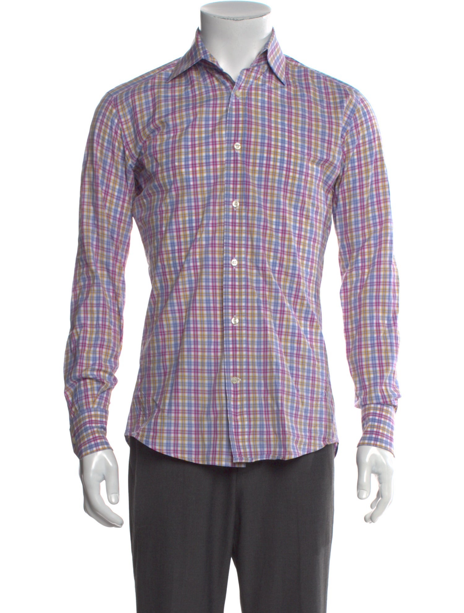 Etro Plaid Print Long Sleeve Shirt
