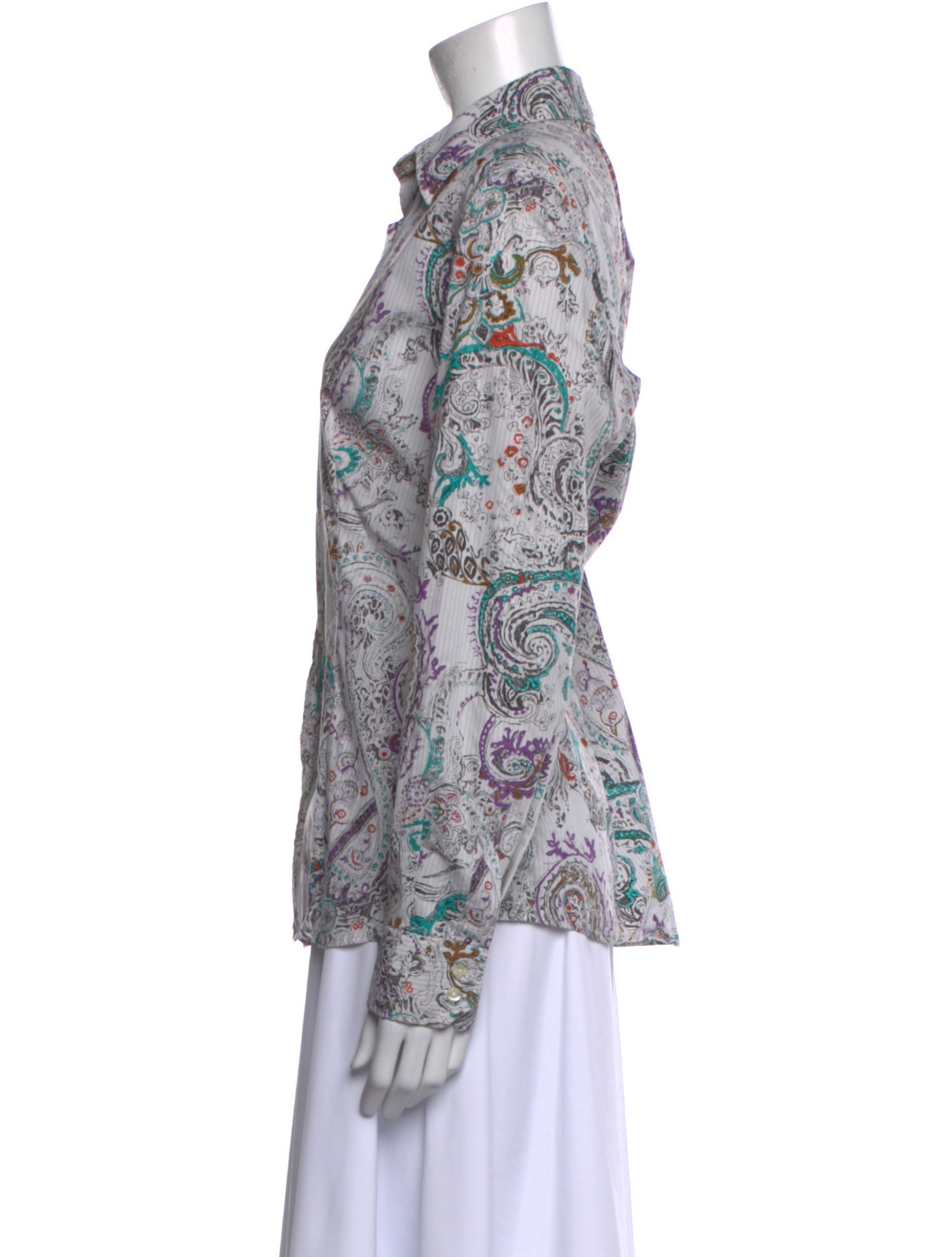 Etro Paisley Print Long Sleeve Button-Up Top