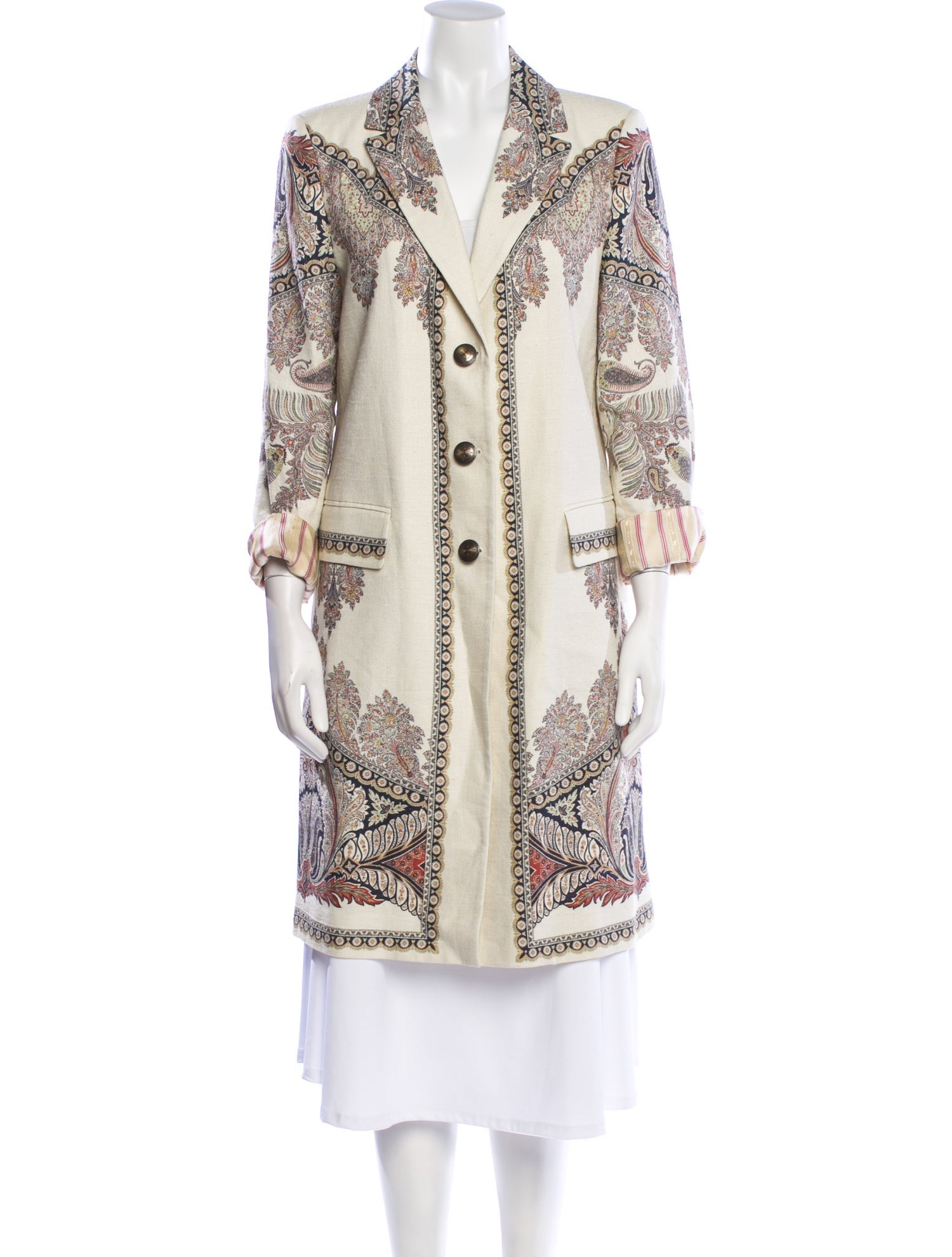Etro Linen Floral Print Coat