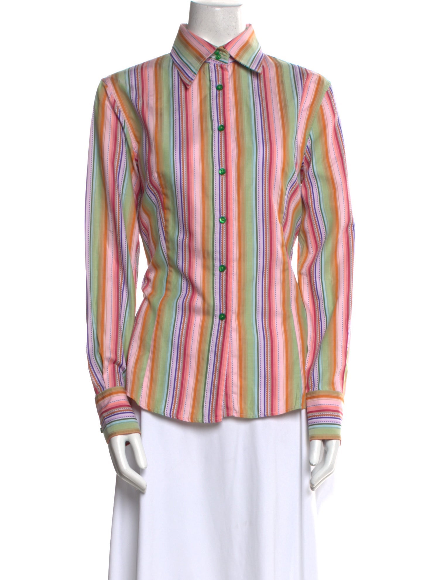 Etro Striped Long Sleeve Button-Up Top