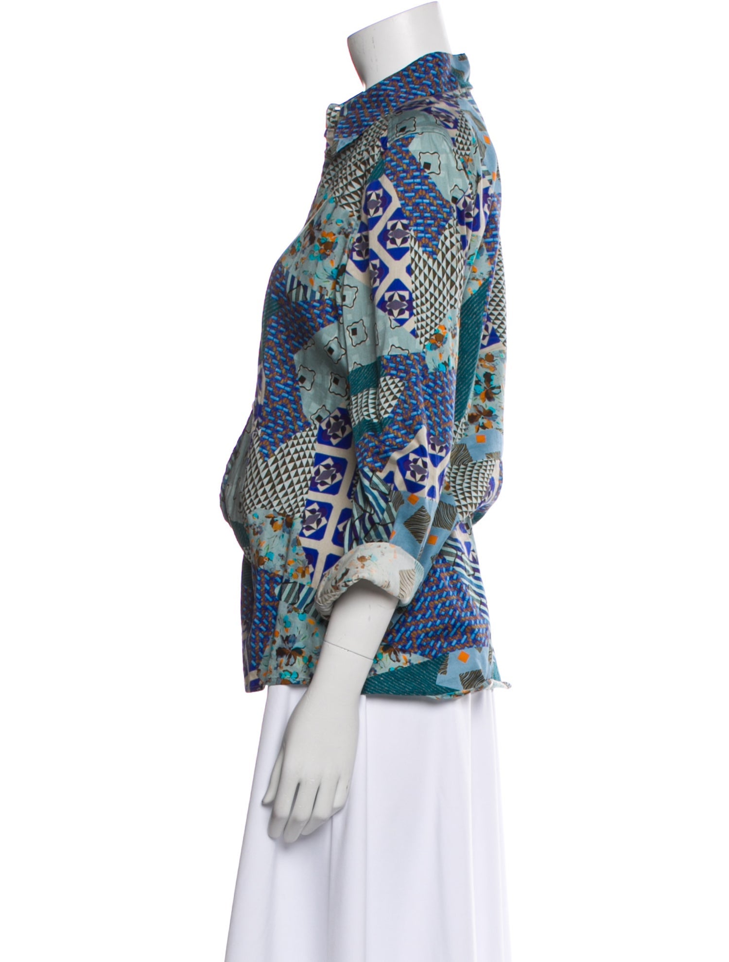 Etro Printed Long Sleeve Button-Up Top