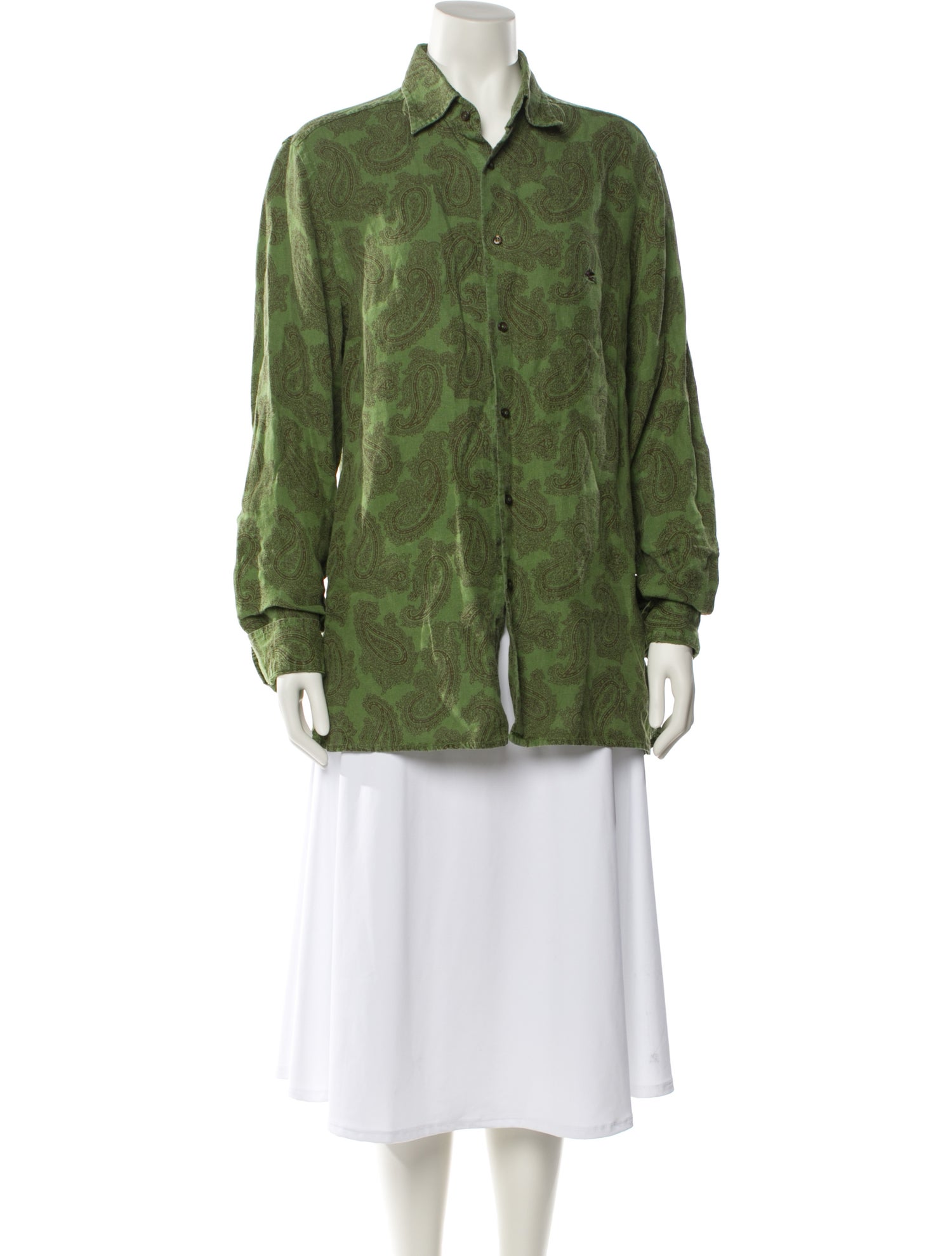 Etro Linen Long Sleeve Button-Up Top