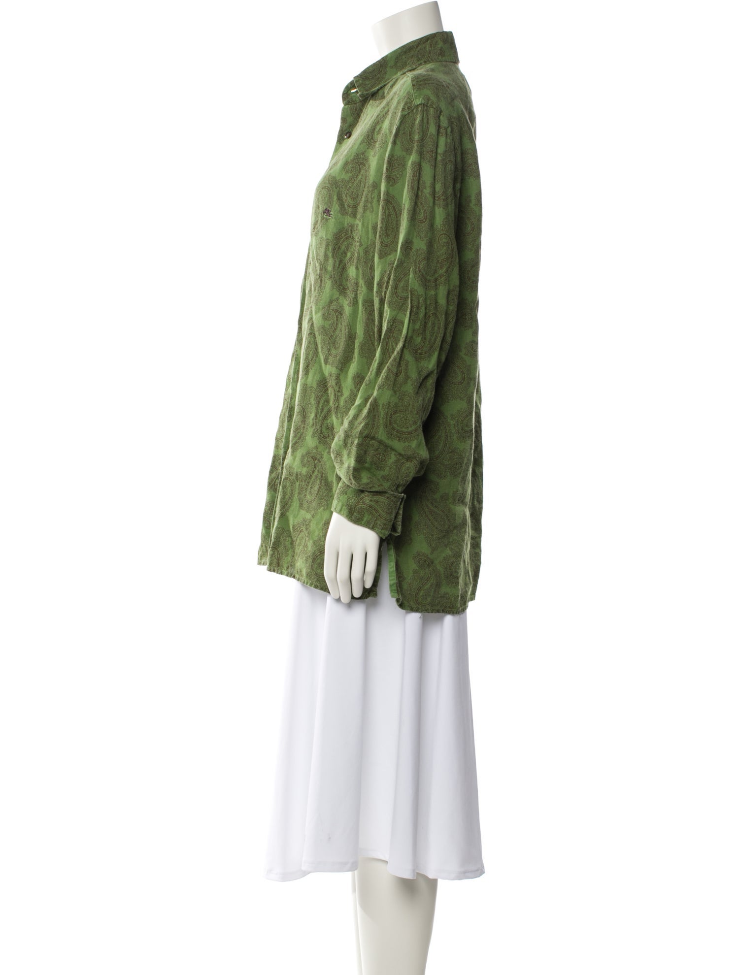 Etro Linen Long Sleeve Button-Up Top