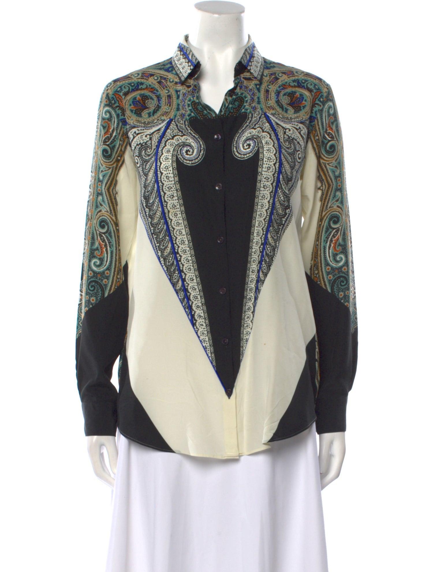 Etro Silk Paisley Print Button-Up Top