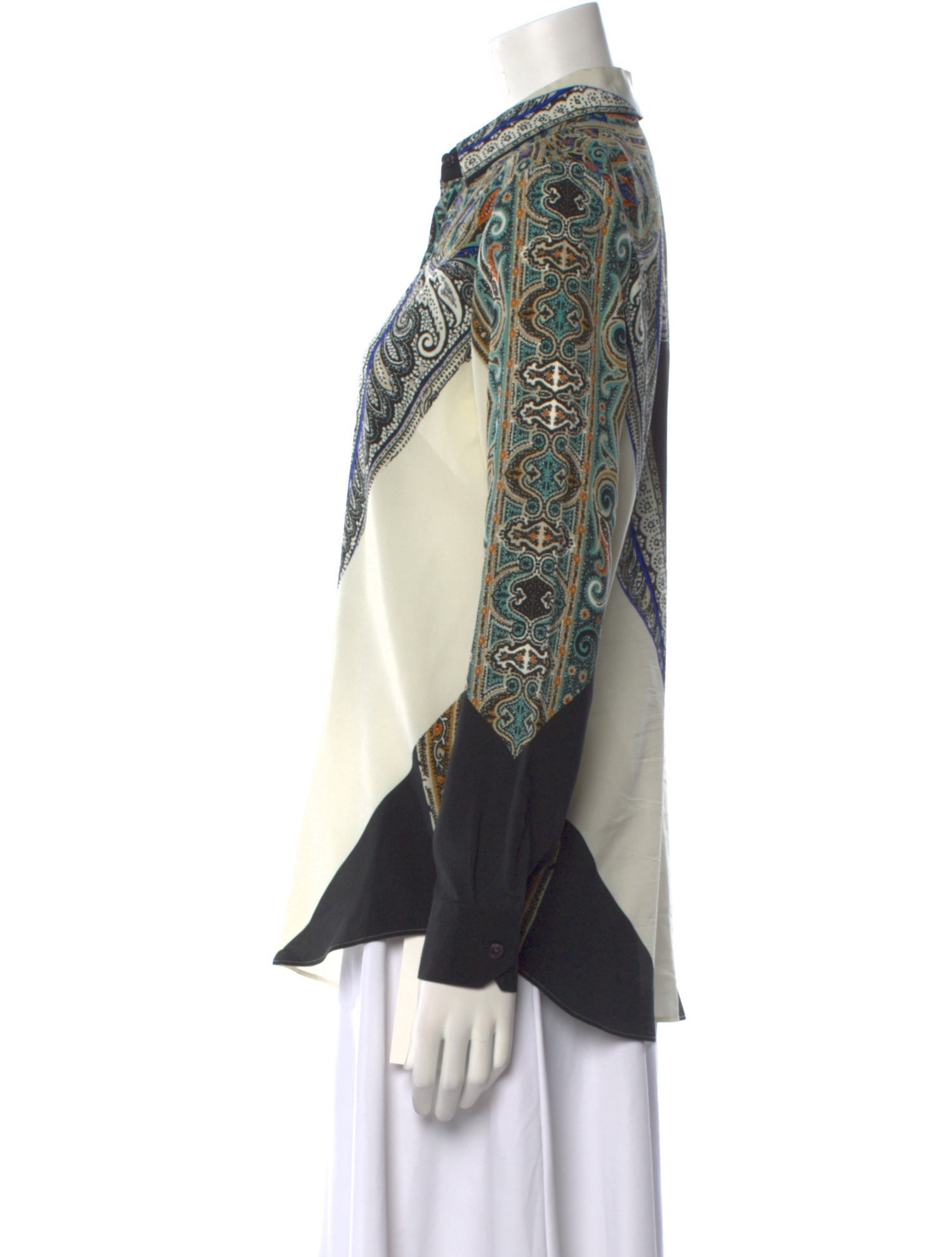 Etro Silk Paisley Print Button-Up Top