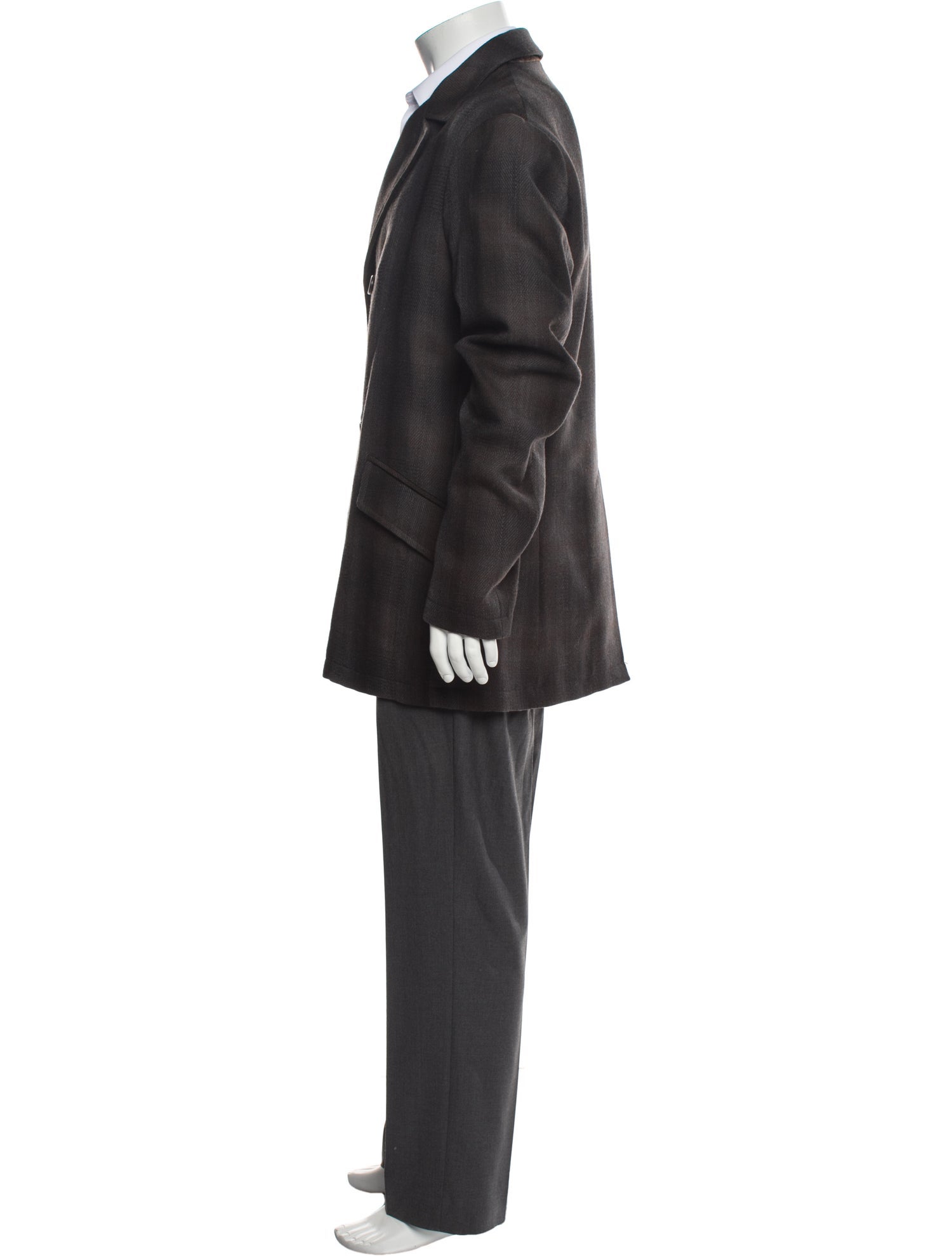 Etro Wool Plaid Print Overcoat