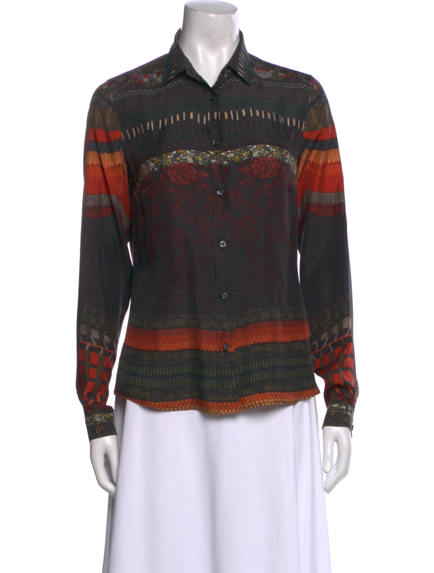 Etro Silk Printed Button-Up Top