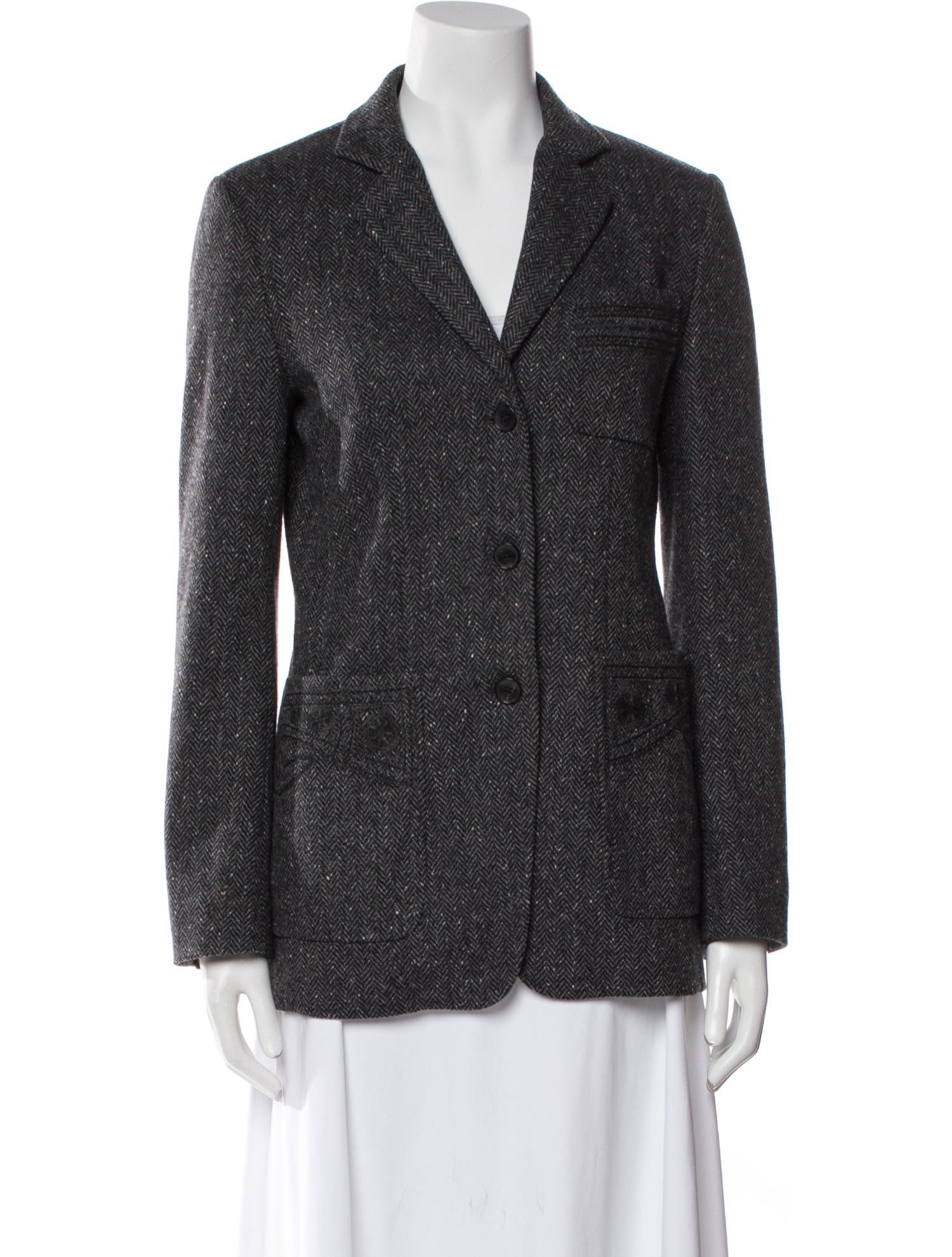 Etro Wool Houndstooth Print Blazer