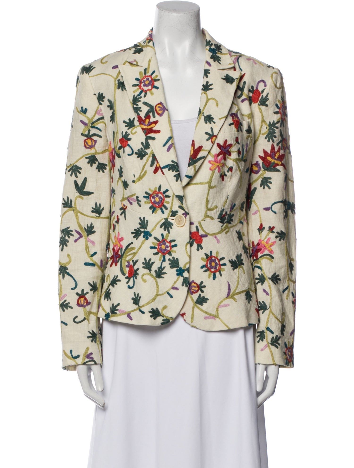 Etro Linen Floral Print Blazer