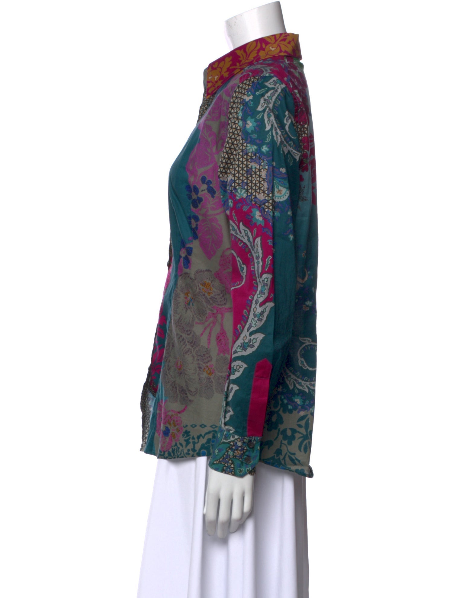 Etro Printed Long Sleeve Button-Up Top