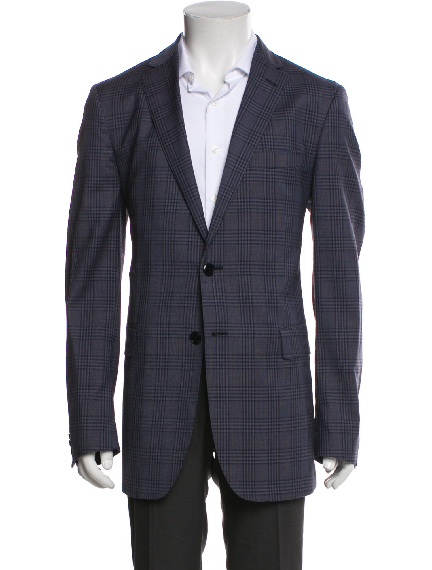 Etro Wool Plaid Print Peacoat