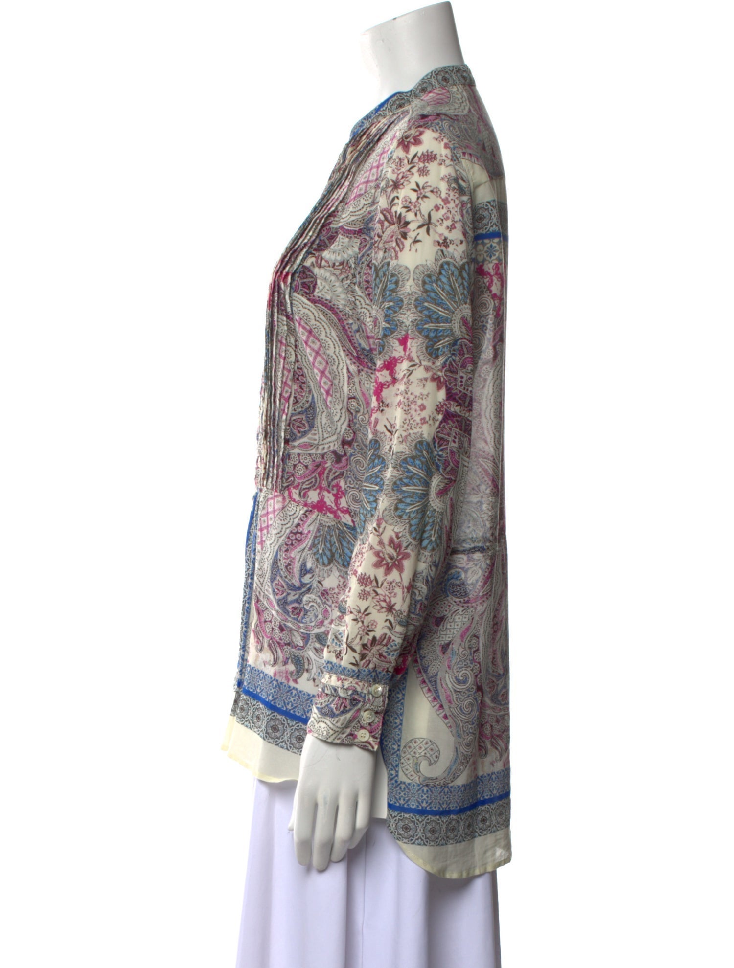 Etro Printed Mock Neck Button-Up Top