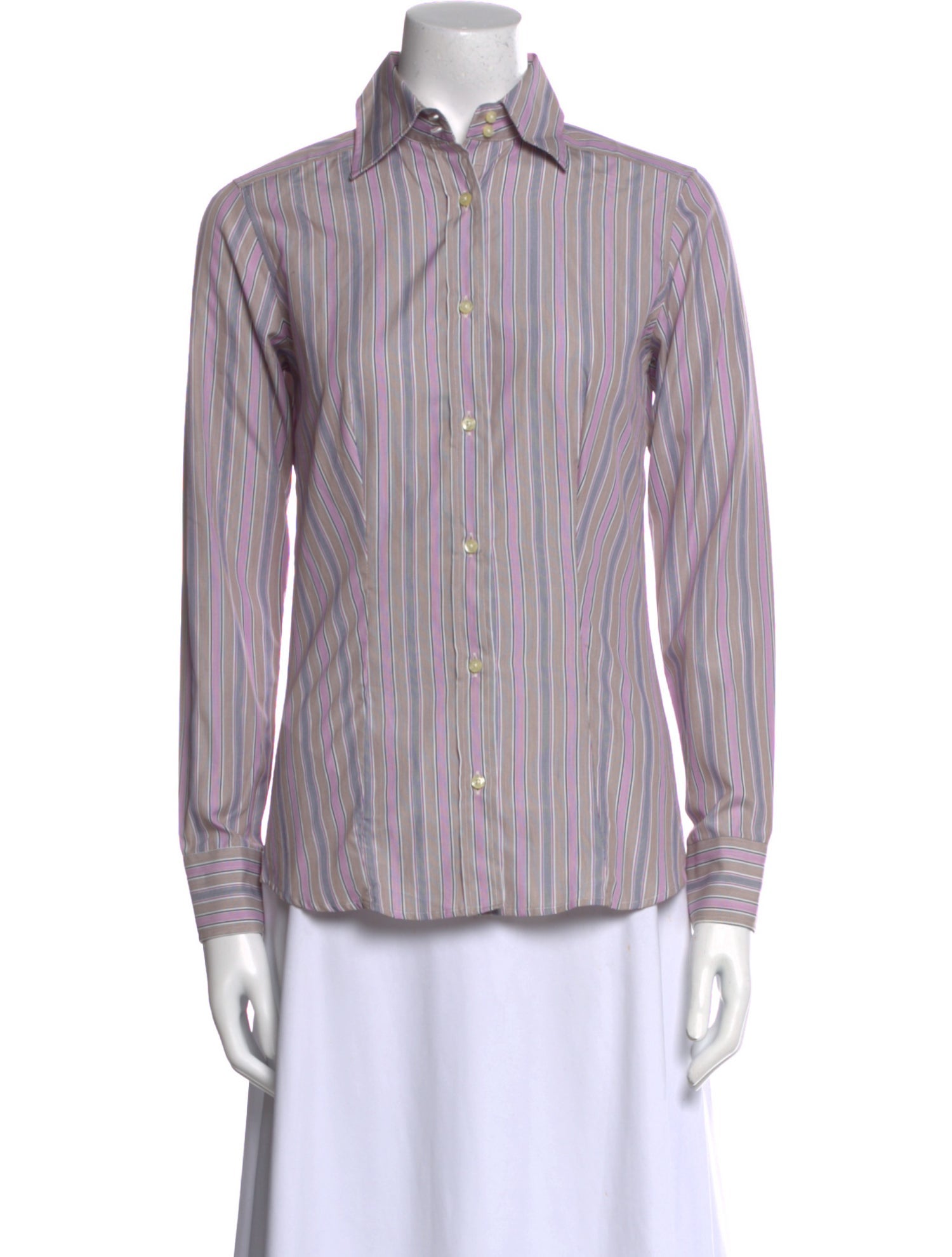 Etro Striped Long Sleeve Button-Up Top