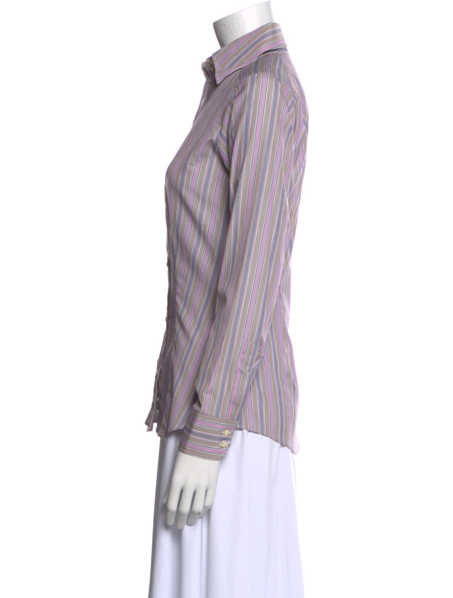 Etro Striped Long Sleeve Button-Up Top