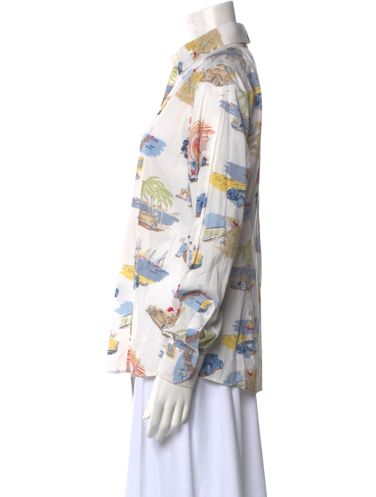 Etro Printed Long Sleeve Button-Up Top