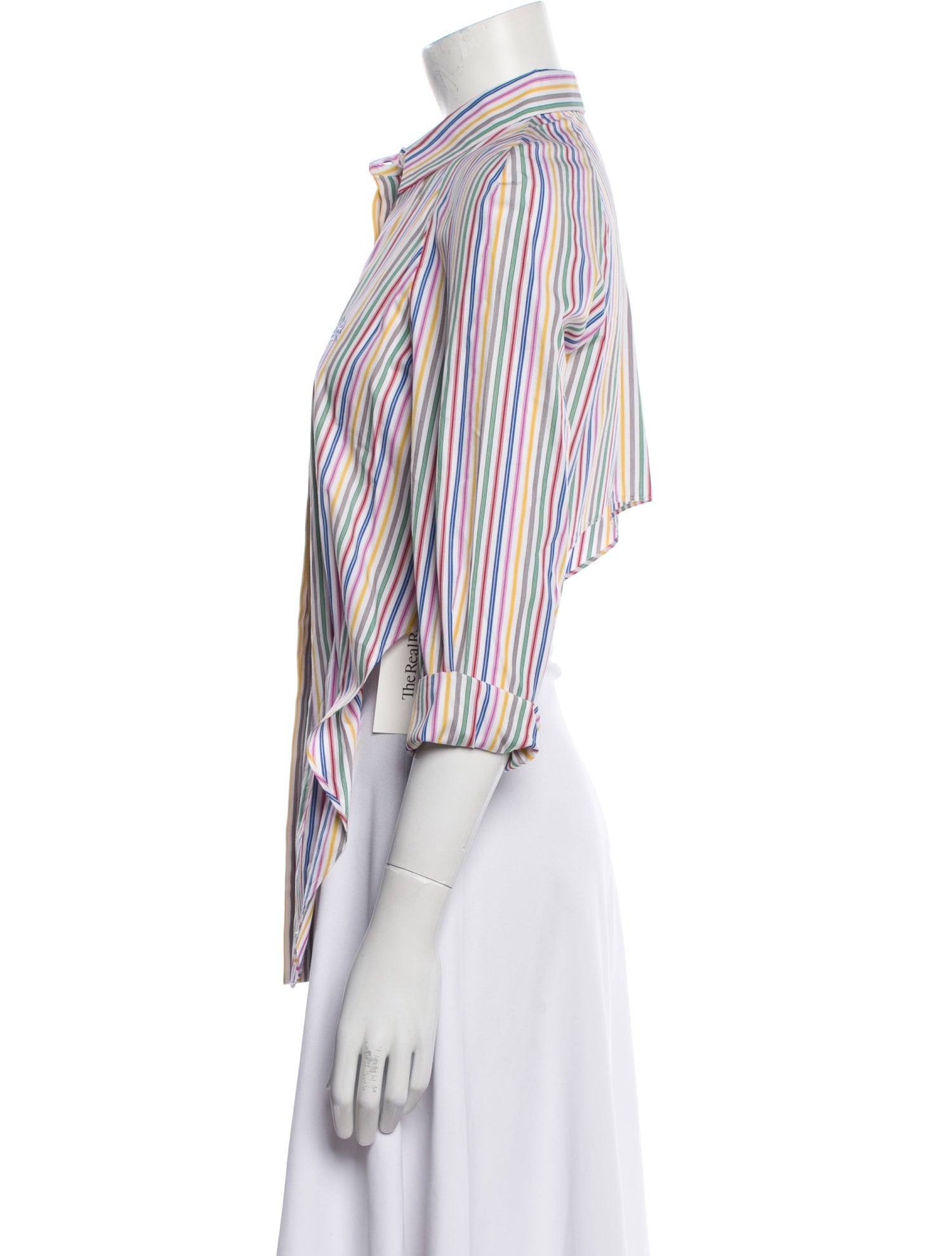 Etro Striped Three-Quarter Sleeve Button-Up Top