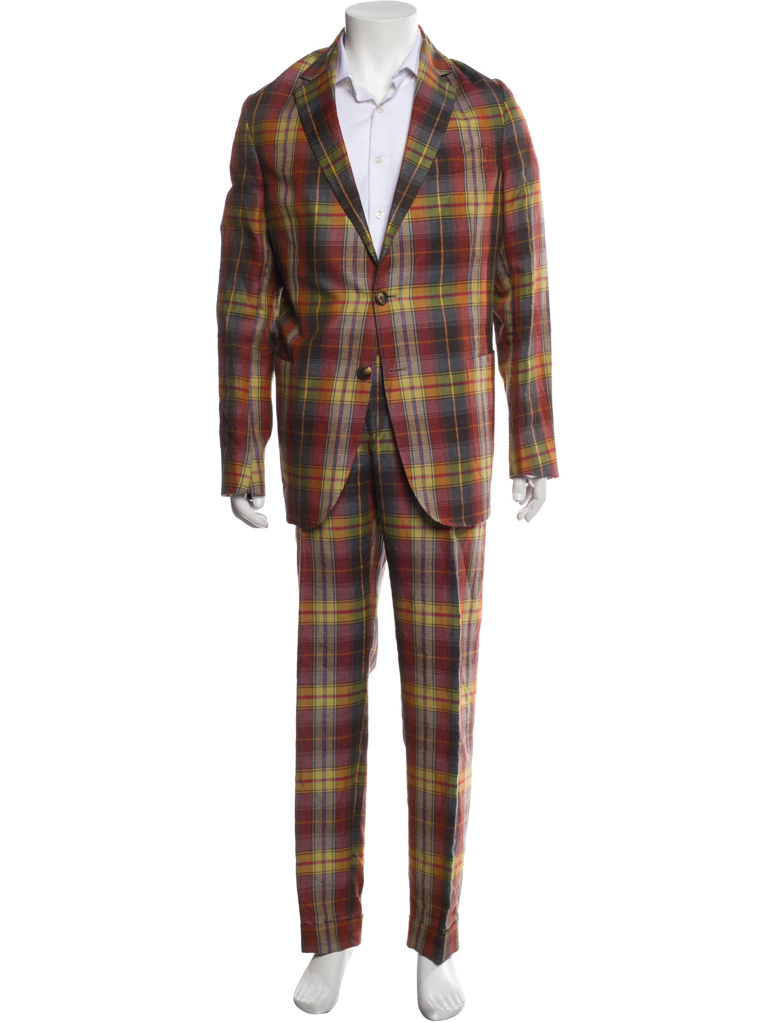 Etro Plaid Print Two-Piece Suit