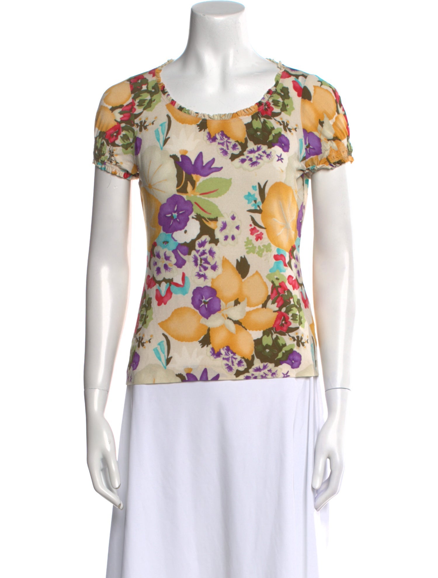 Etro Floral Print Scoop Neck T-Shirt
