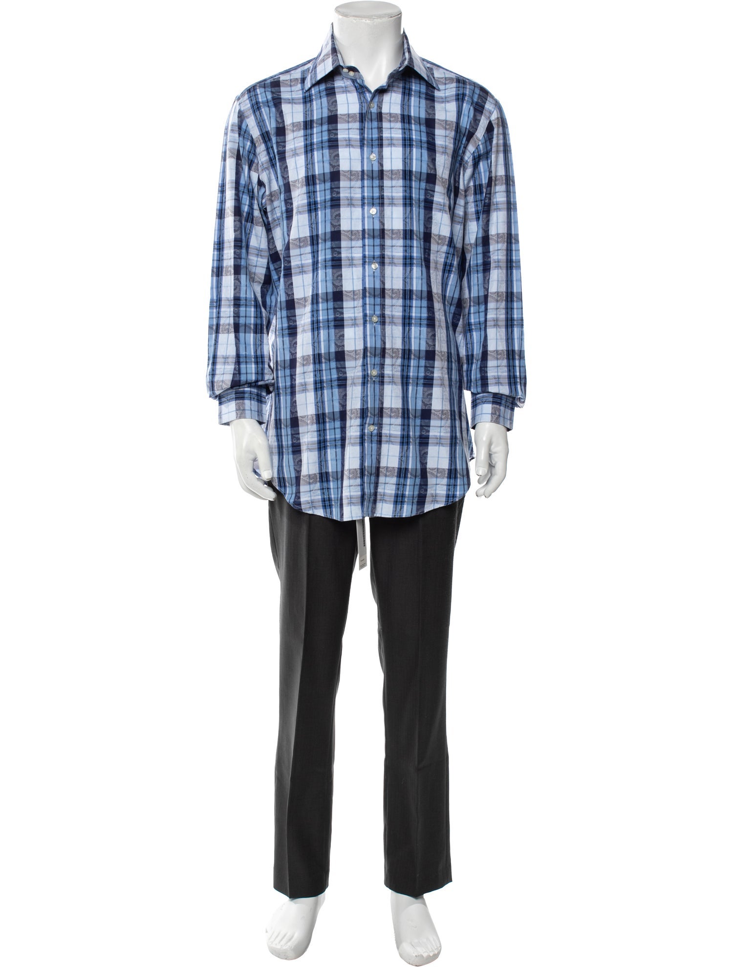 Etro Plaid Print Long Sleeve Shirt