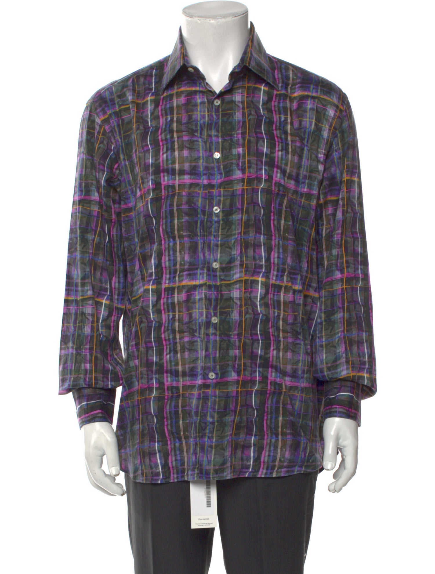 Etro Plaid Print Long Sleeve Shirt