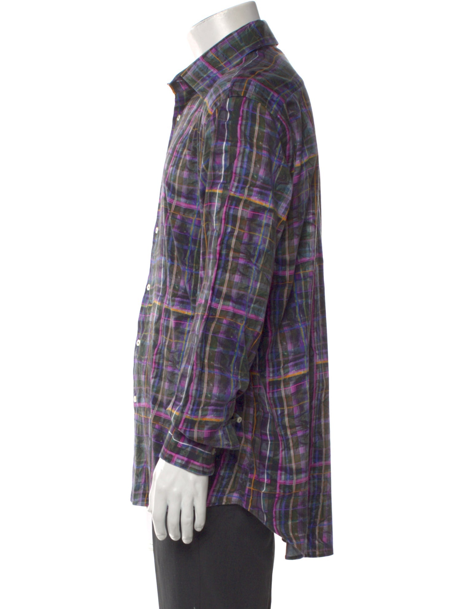 Etro Plaid Print Long Sleeve Shirt