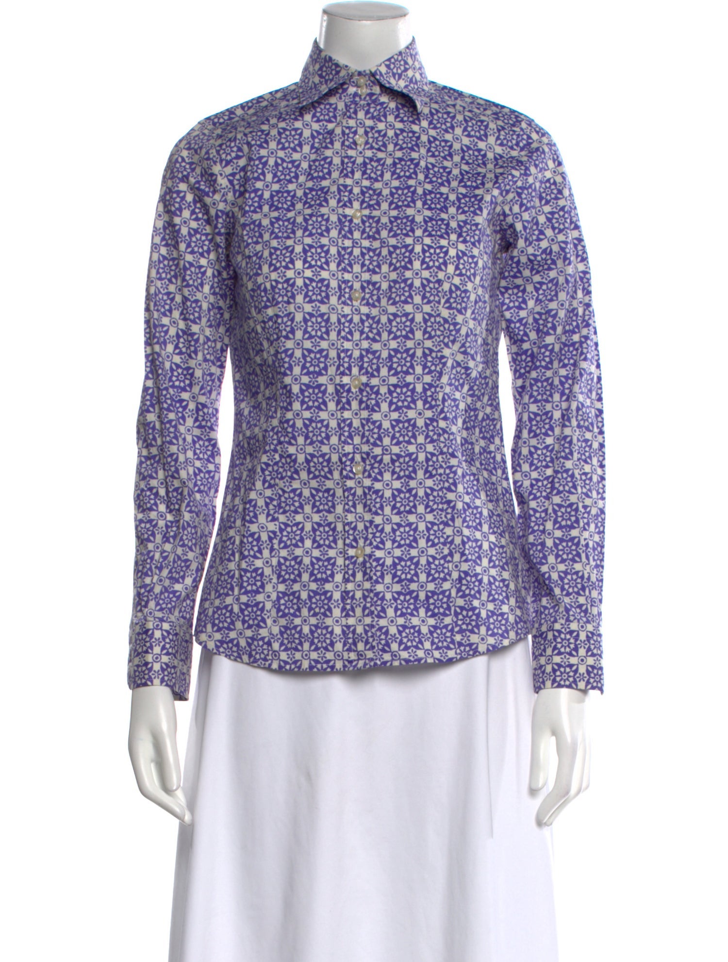 Etro Printed Long Sleeve Button-Up Top