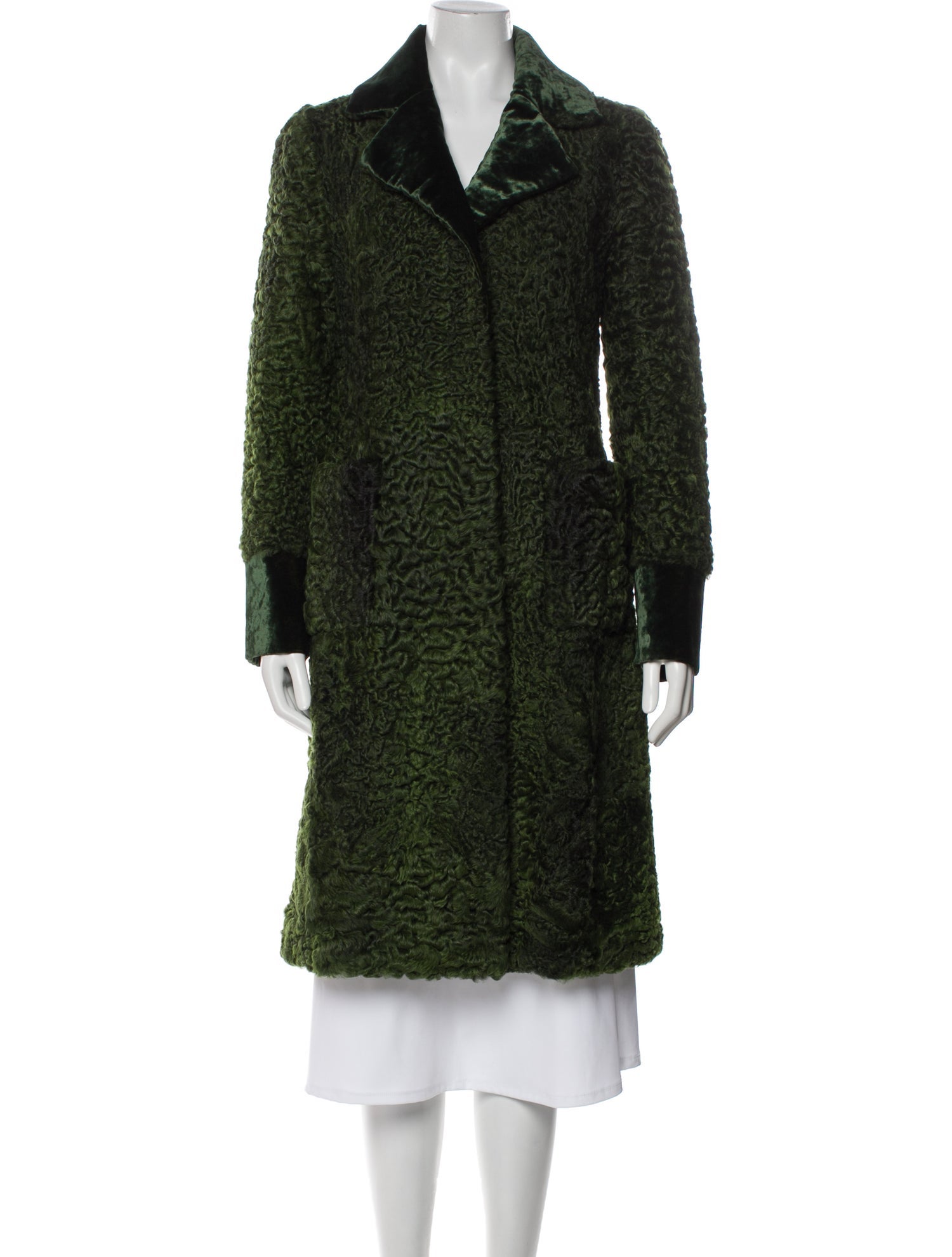 Etro Tweed Pattern Faux Fur Coat