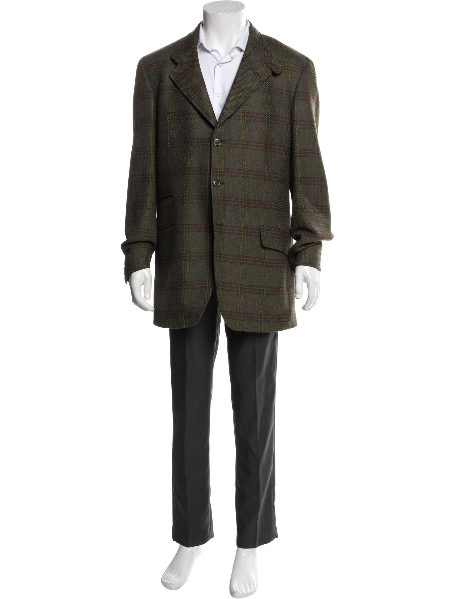 Etro Wool Plaid Print Overcoat