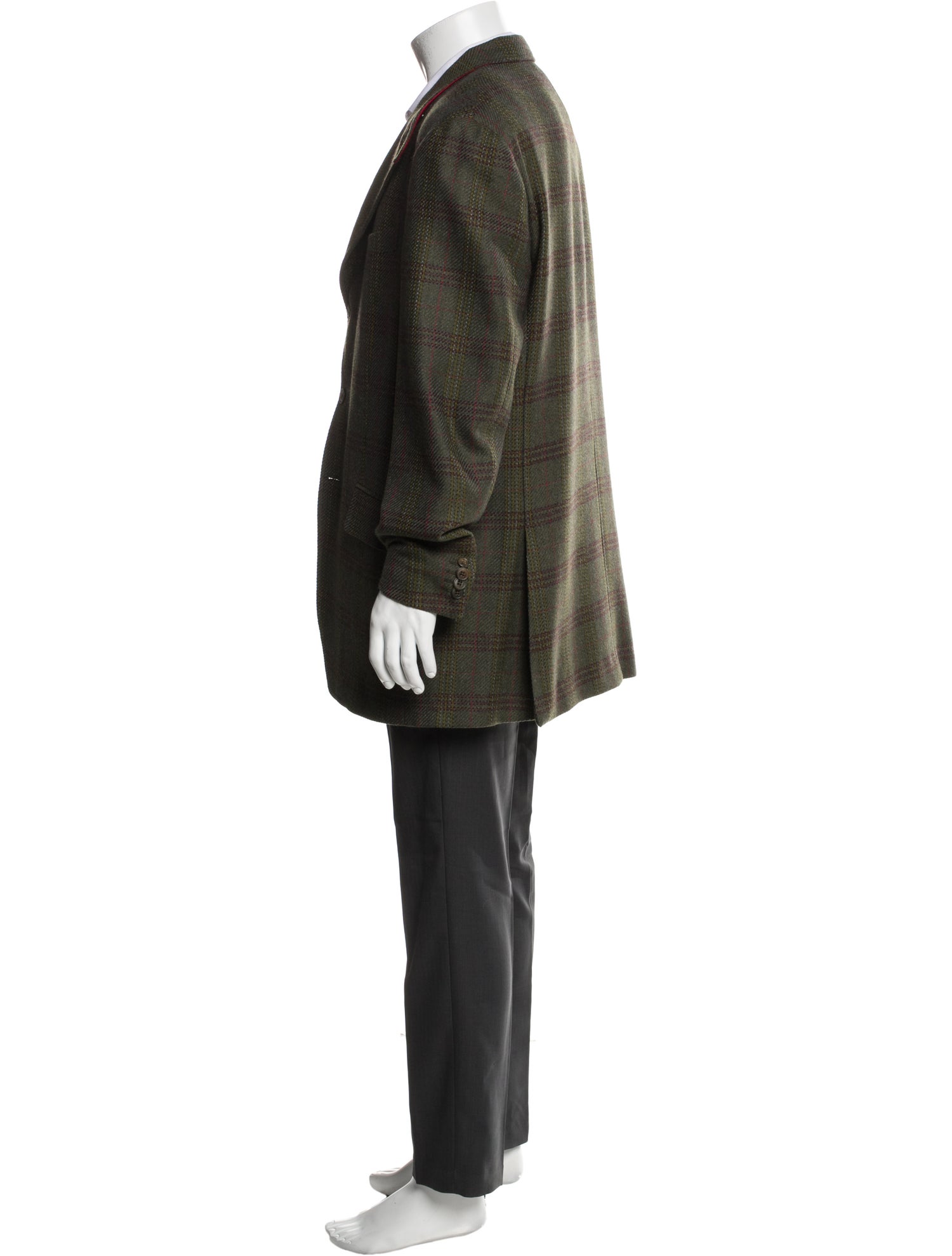 Etro Wool Plaid Print Overcoat