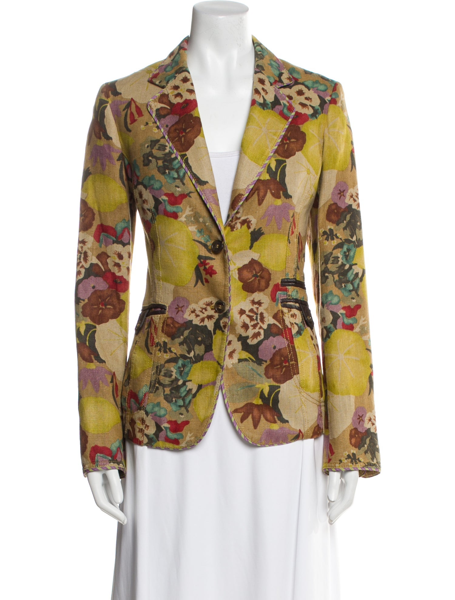 Etro Linen Floral Print Blazer