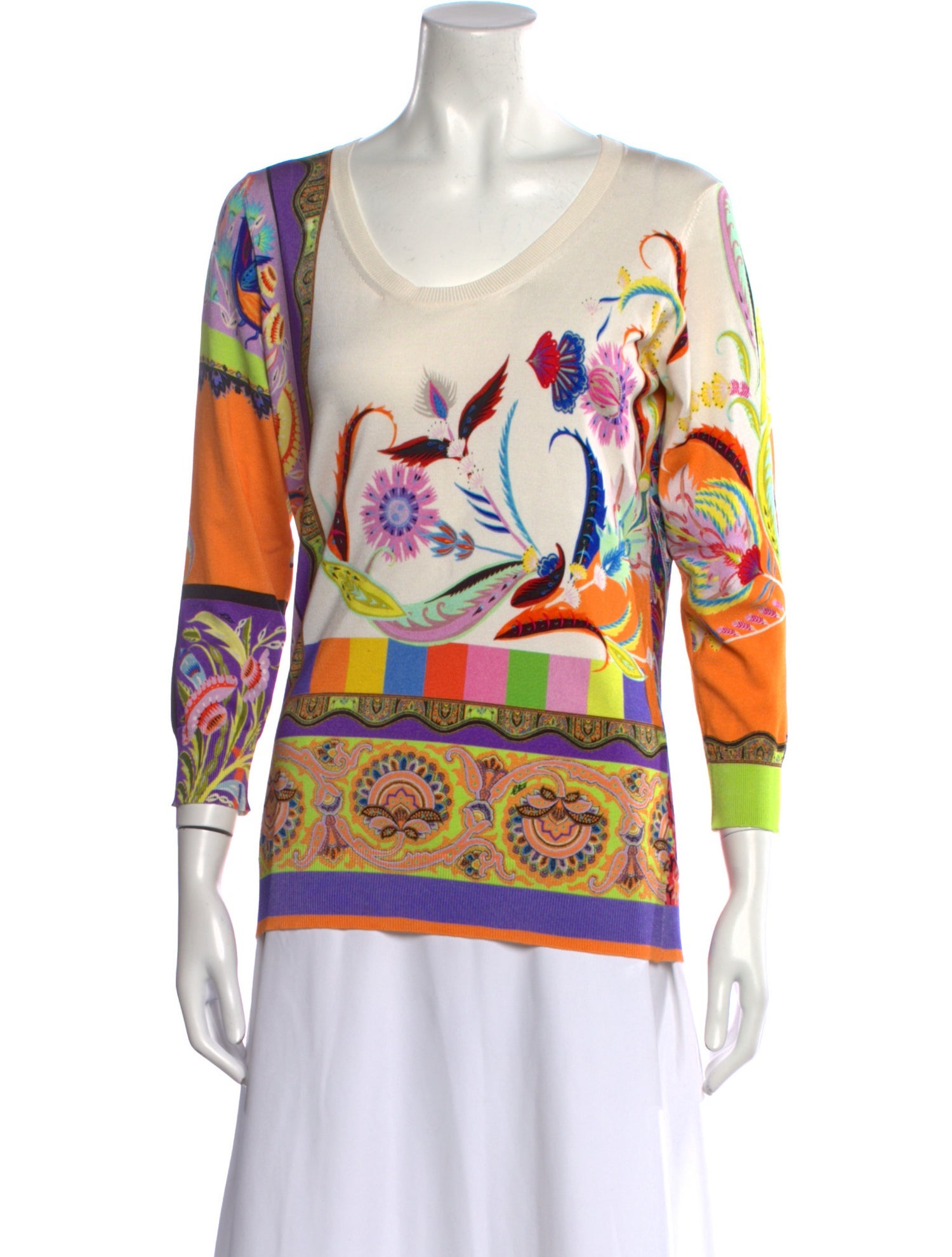 Etro Floral Print Scoop Neck Sweater