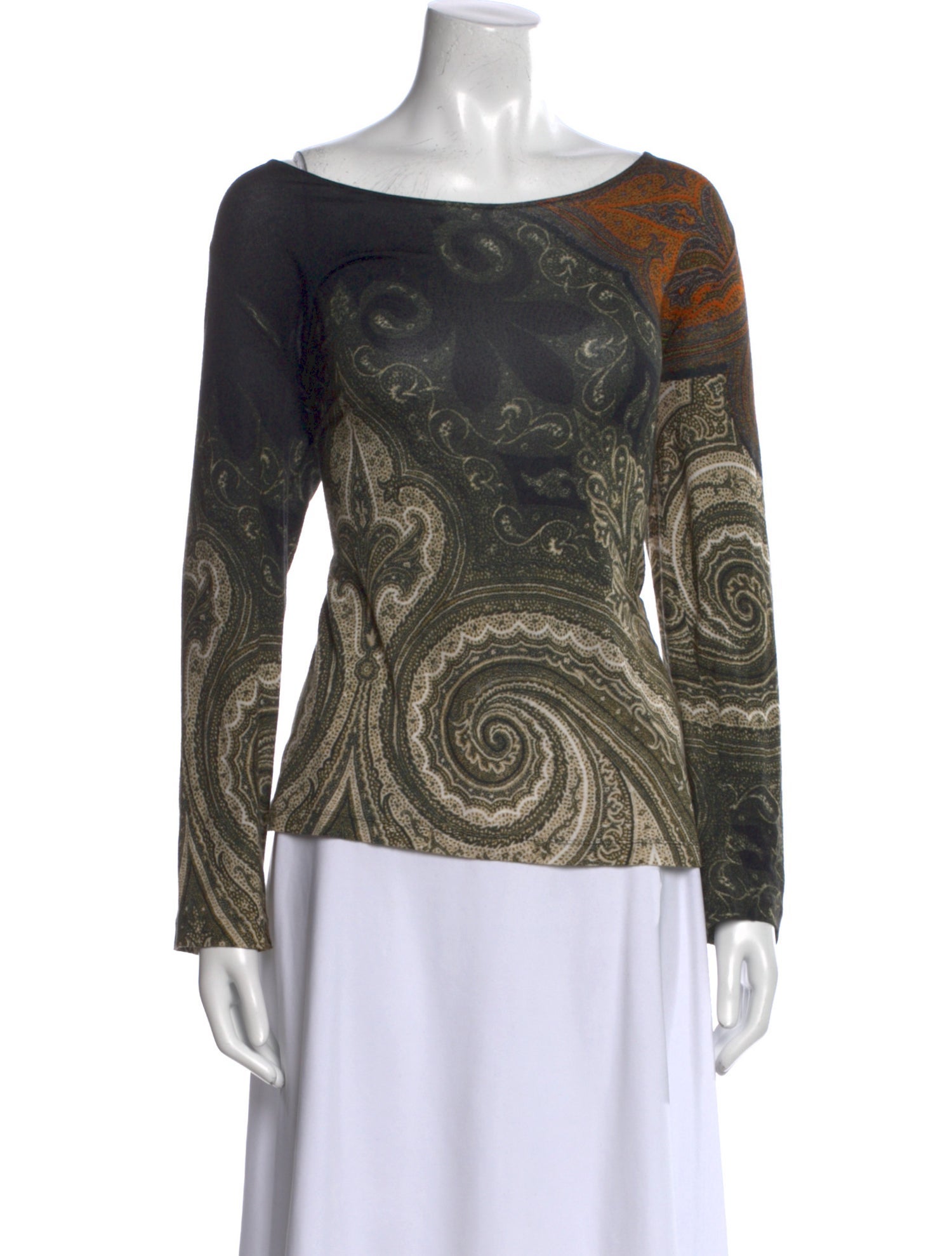 Etro Paisley Print Bateau Neckline Top