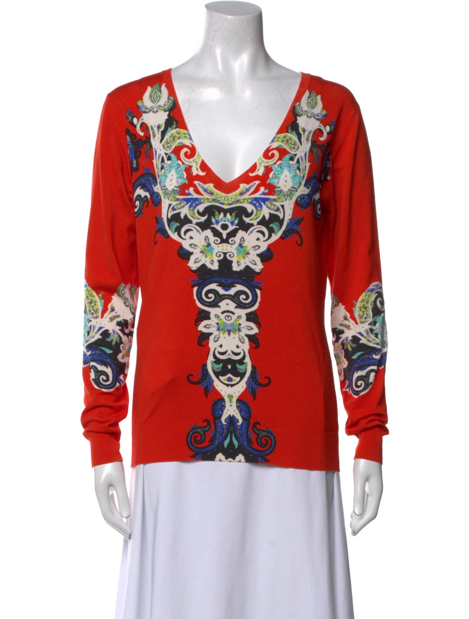 Etro Printed V-Neck Top
